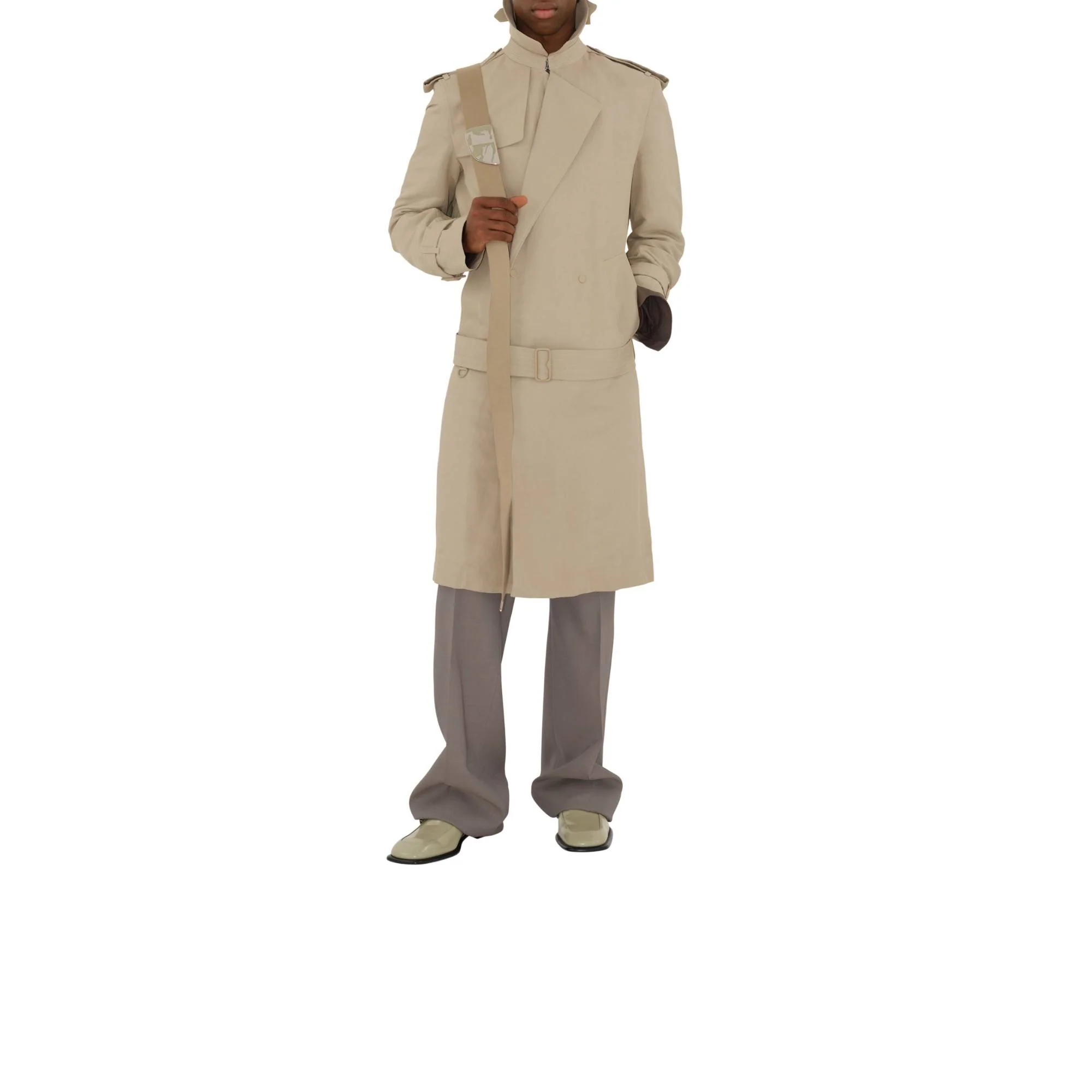 Long Tricotine Trench Coat - Oat - Image 2