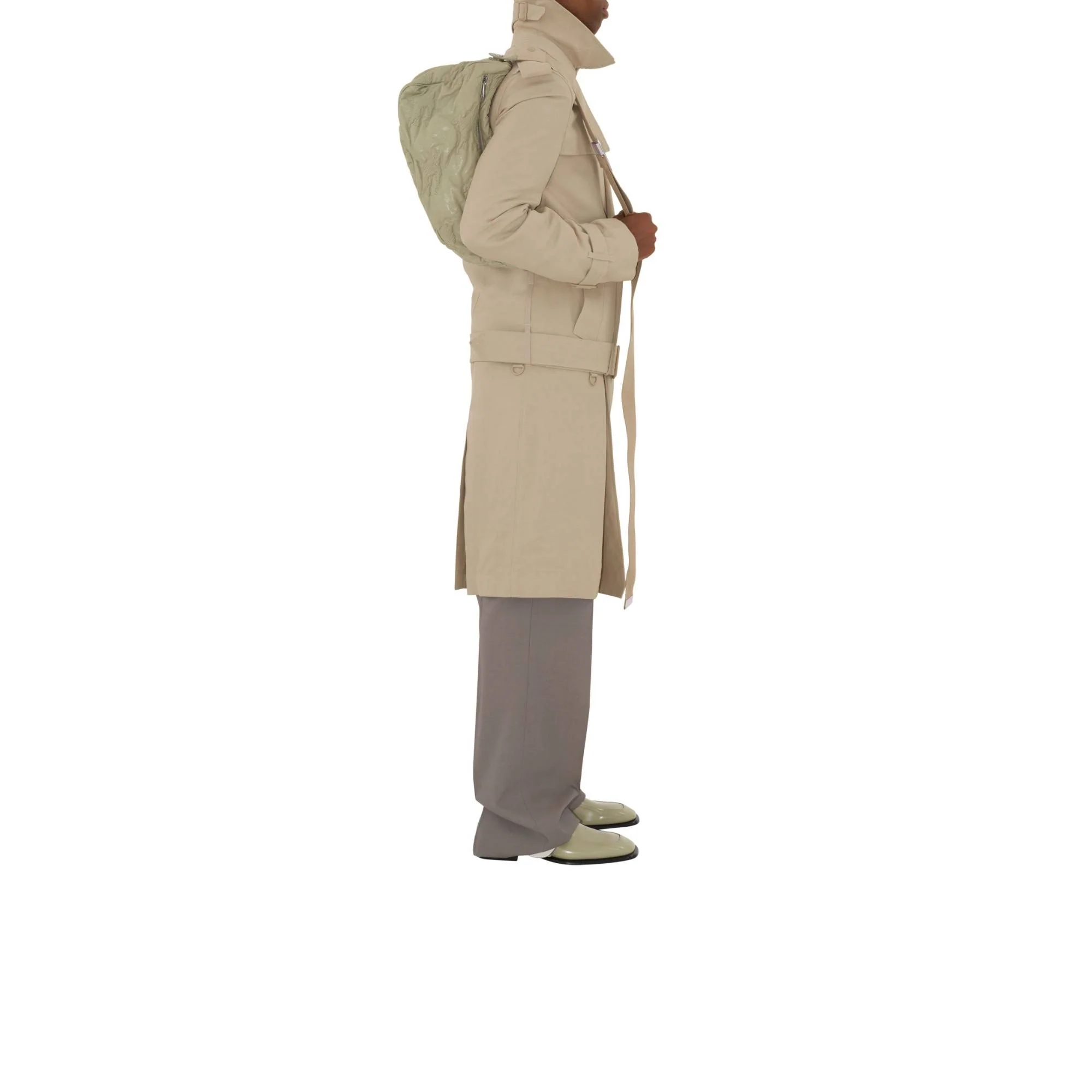 Long Tricotine Trench Coat - Oat - Image 3