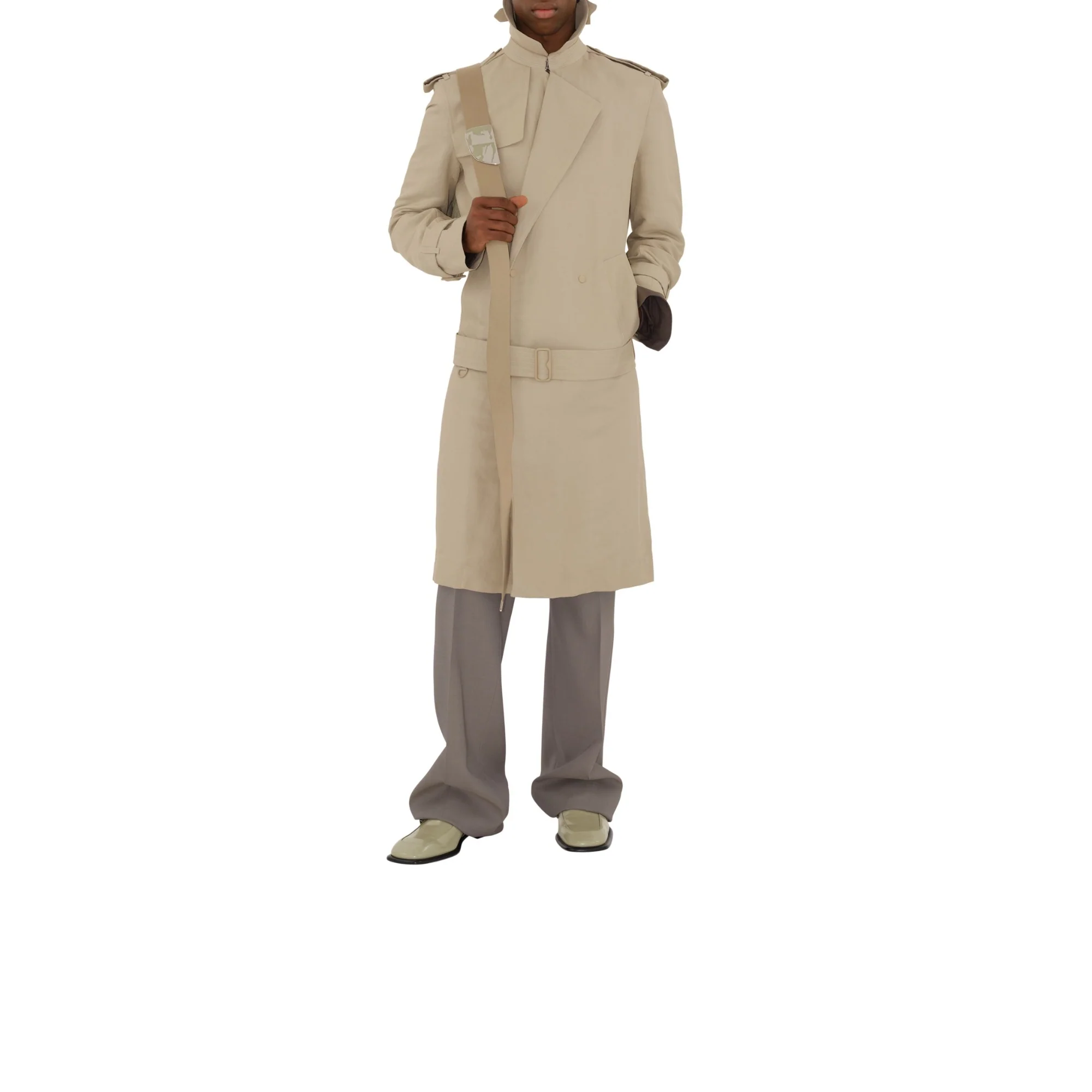Long Tricotine Trench Coat - Oat - Image 2