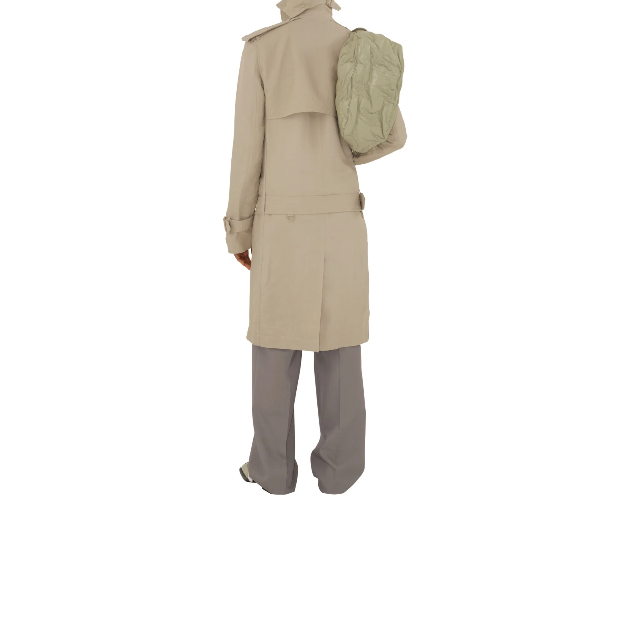 Long Tricotine Trench Coat - Oat - Image 4