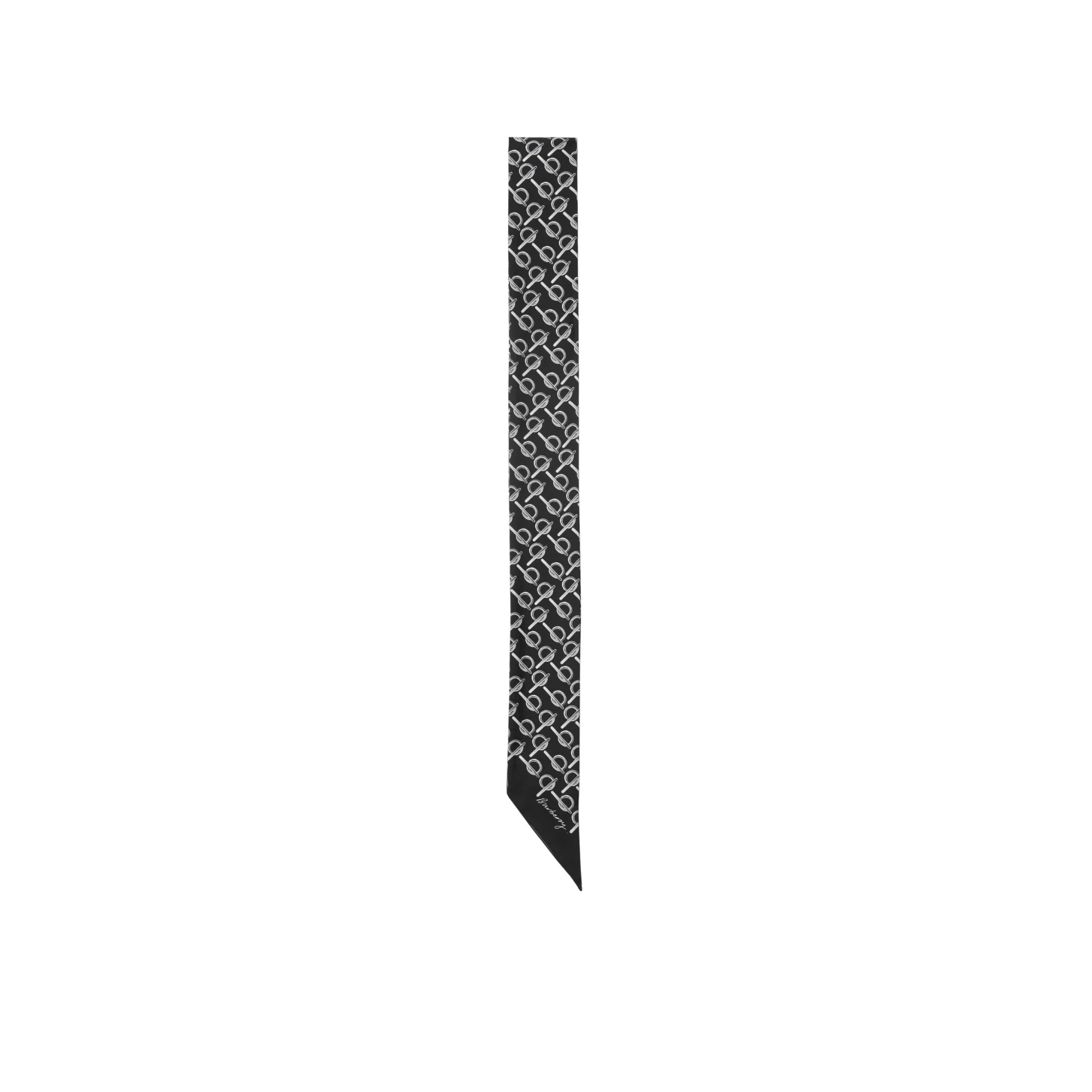 Skinny Reversible B Silk Scarf - Black/White - Image 4