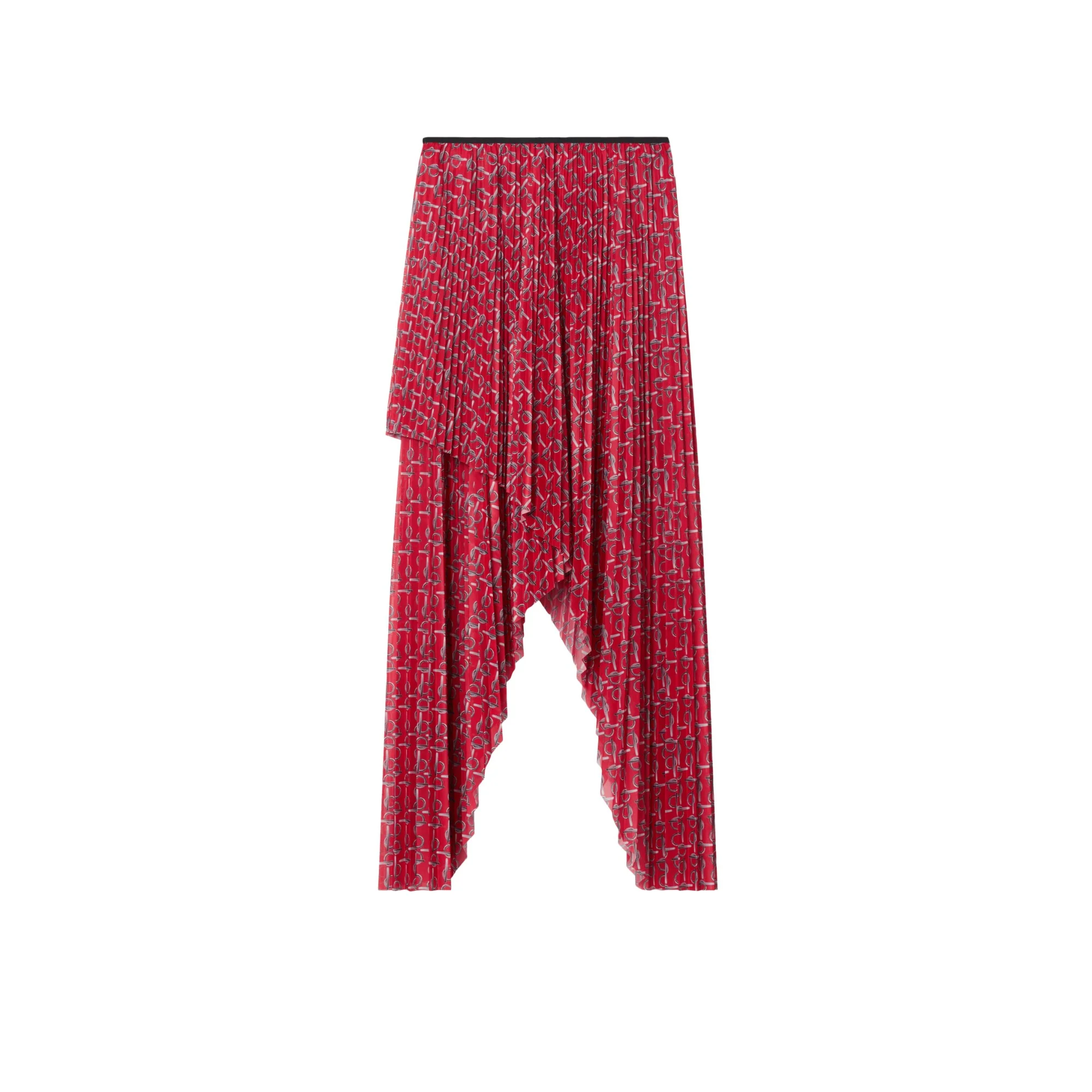 Pleated B Jersey Skirt - Silver/Red - Image 5