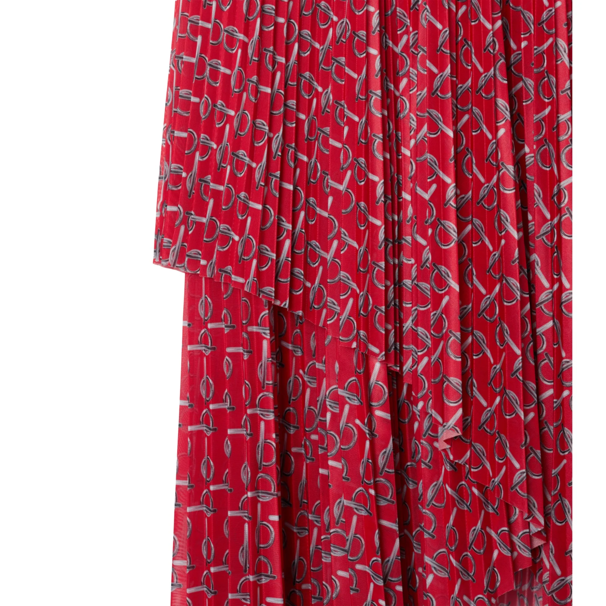 Pleated B Jersey Skirt - Silver/Red - Image 6
