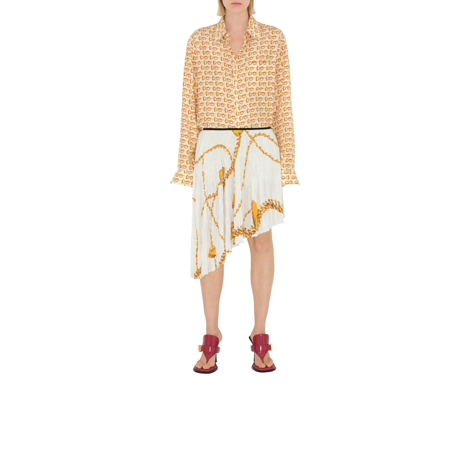 Shield Hardware Jersey Skirt - Gold/White - Image 2
