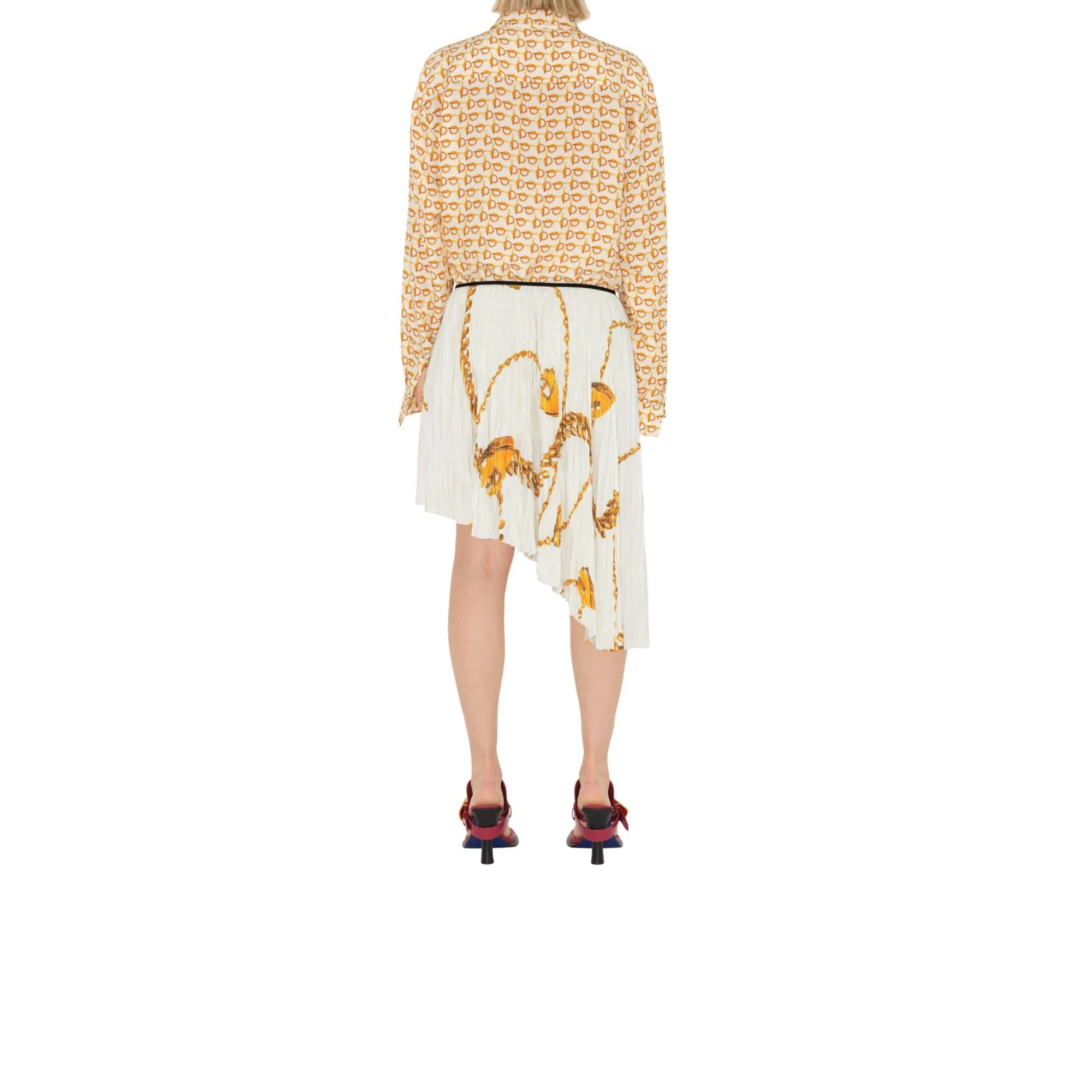 Shield Hardware Jersey Skirt - Gold/White - Image 4