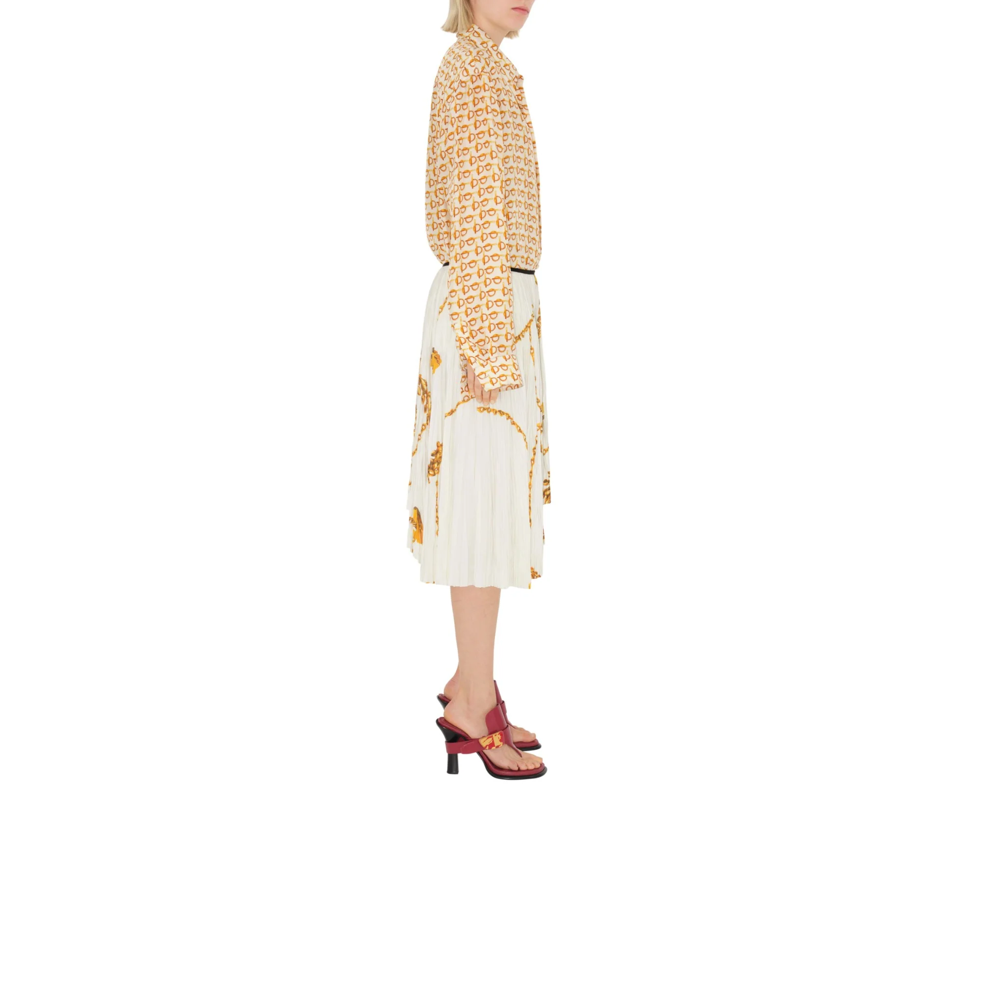 Shield Hardware Jersey Skirt - Gold/White - Image 3