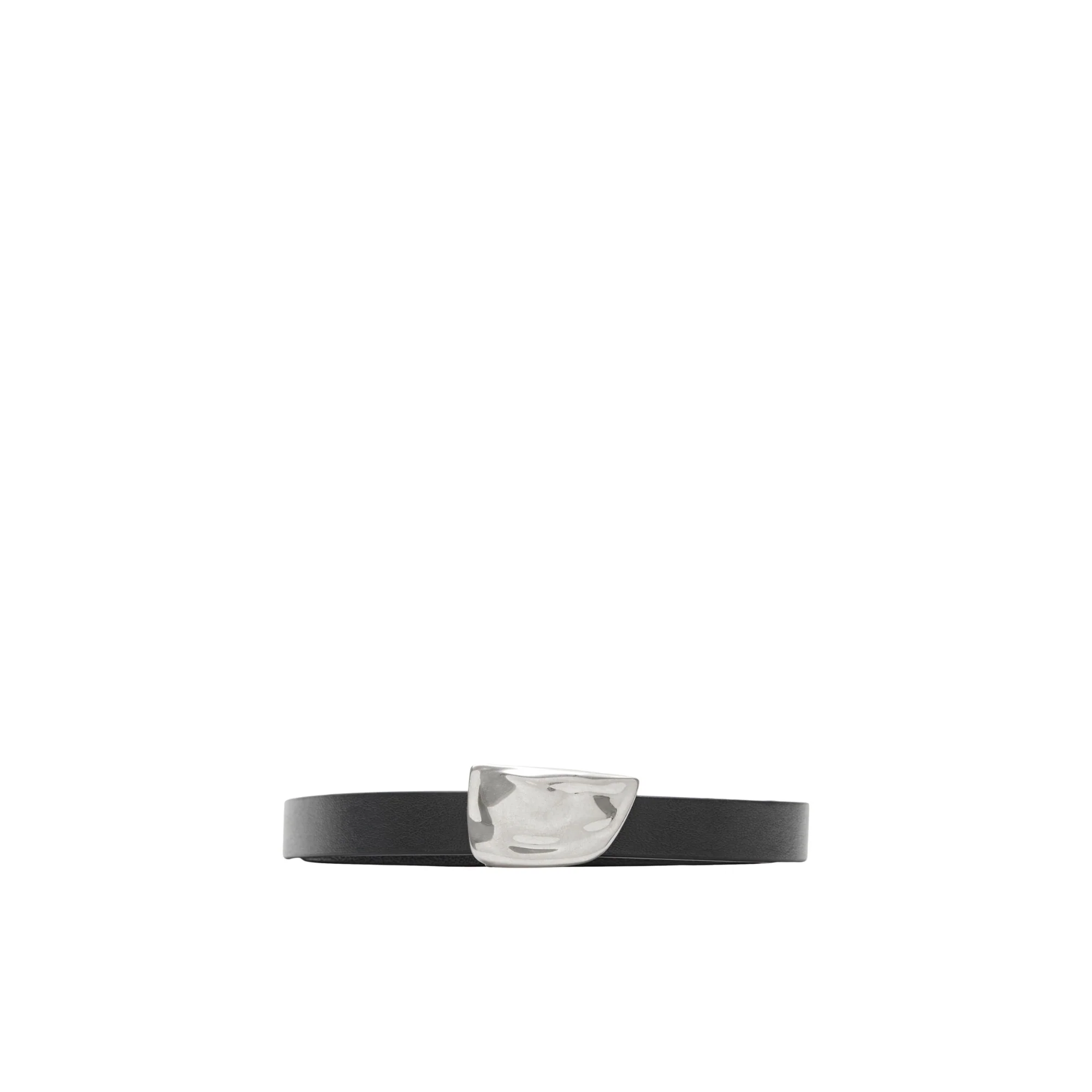 Thin Leather Shield Belt - Slate