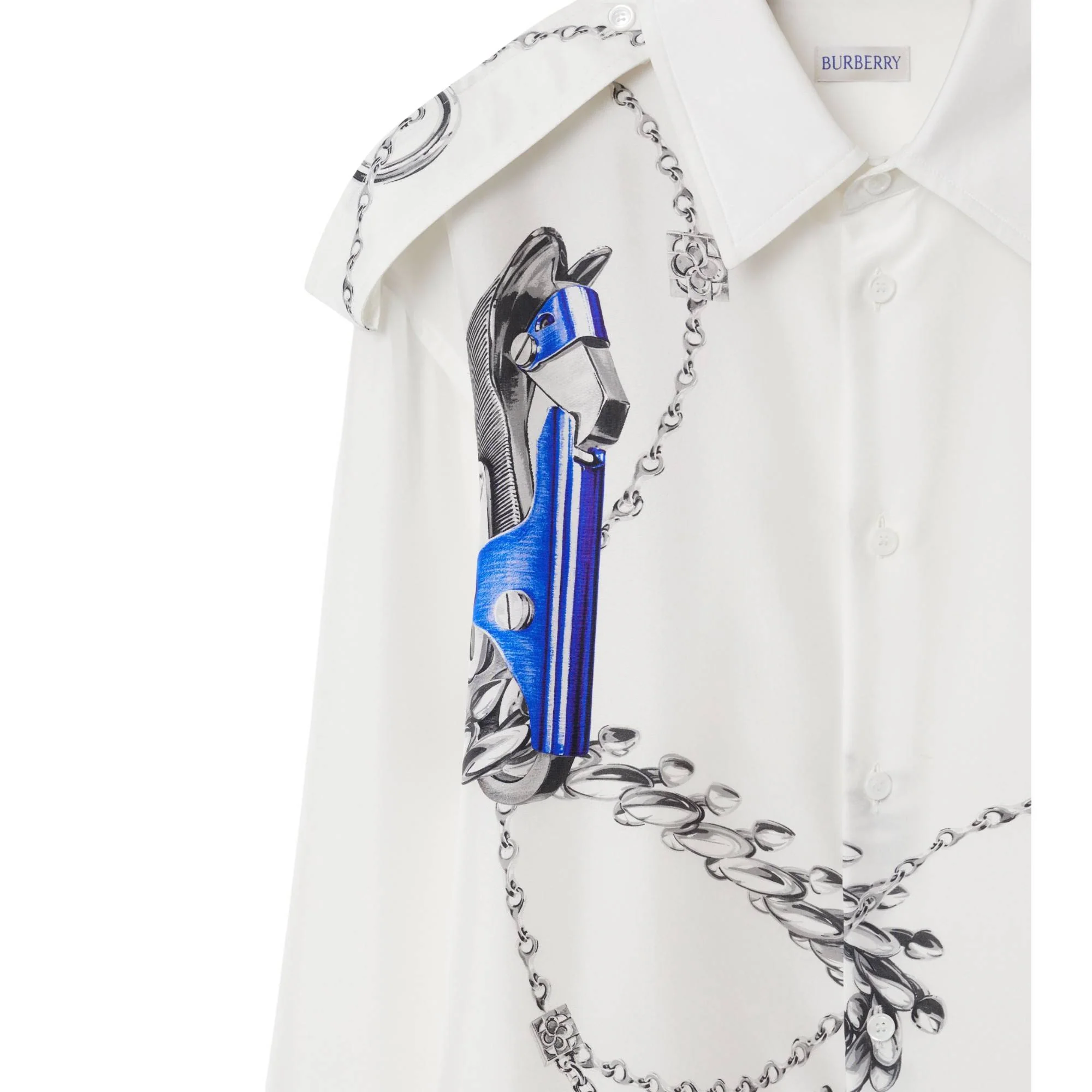 Knight Hardware Silk Shirt - Blue/White - Image 6