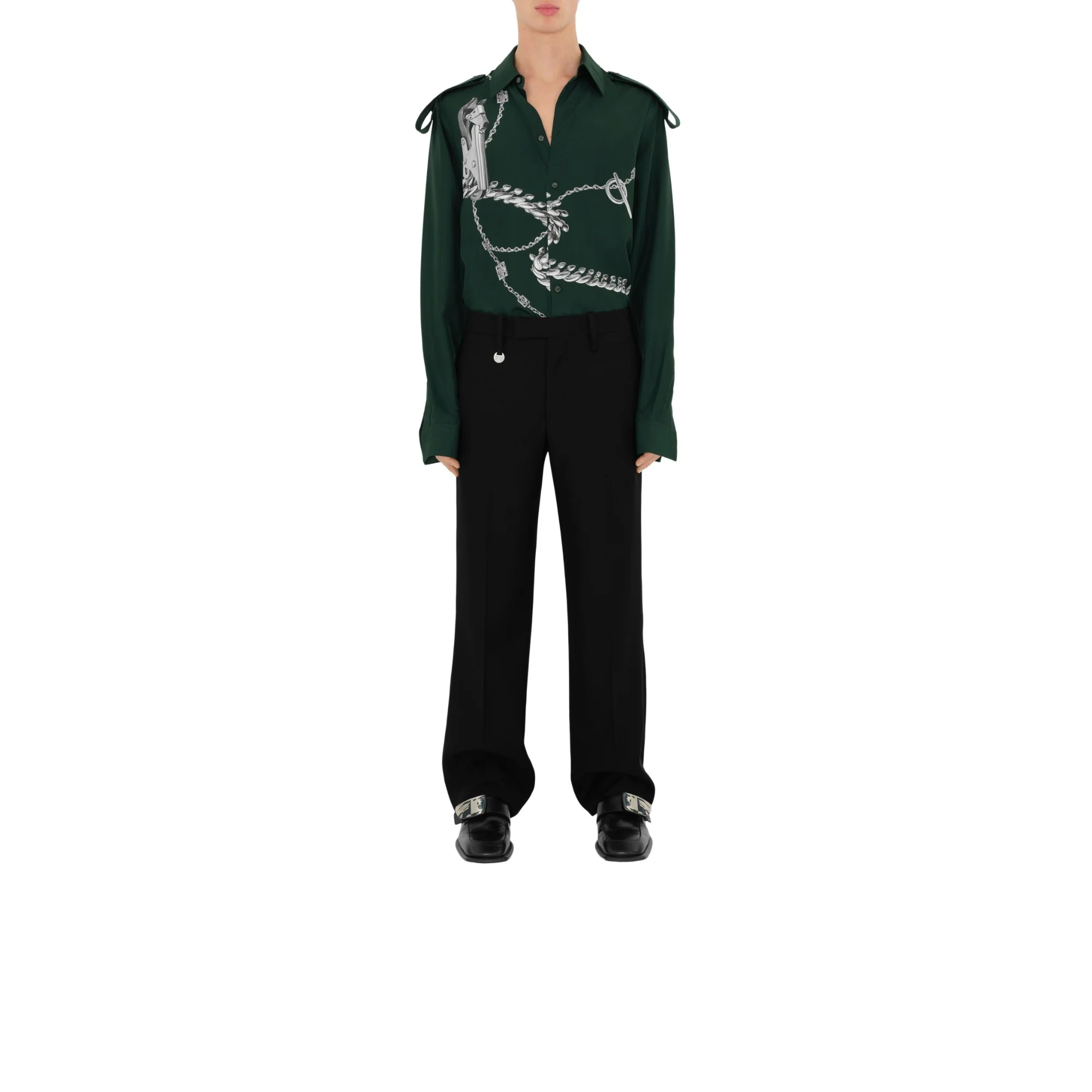 Knight Hardware Silk Shirt - Silver/Green - Image 3