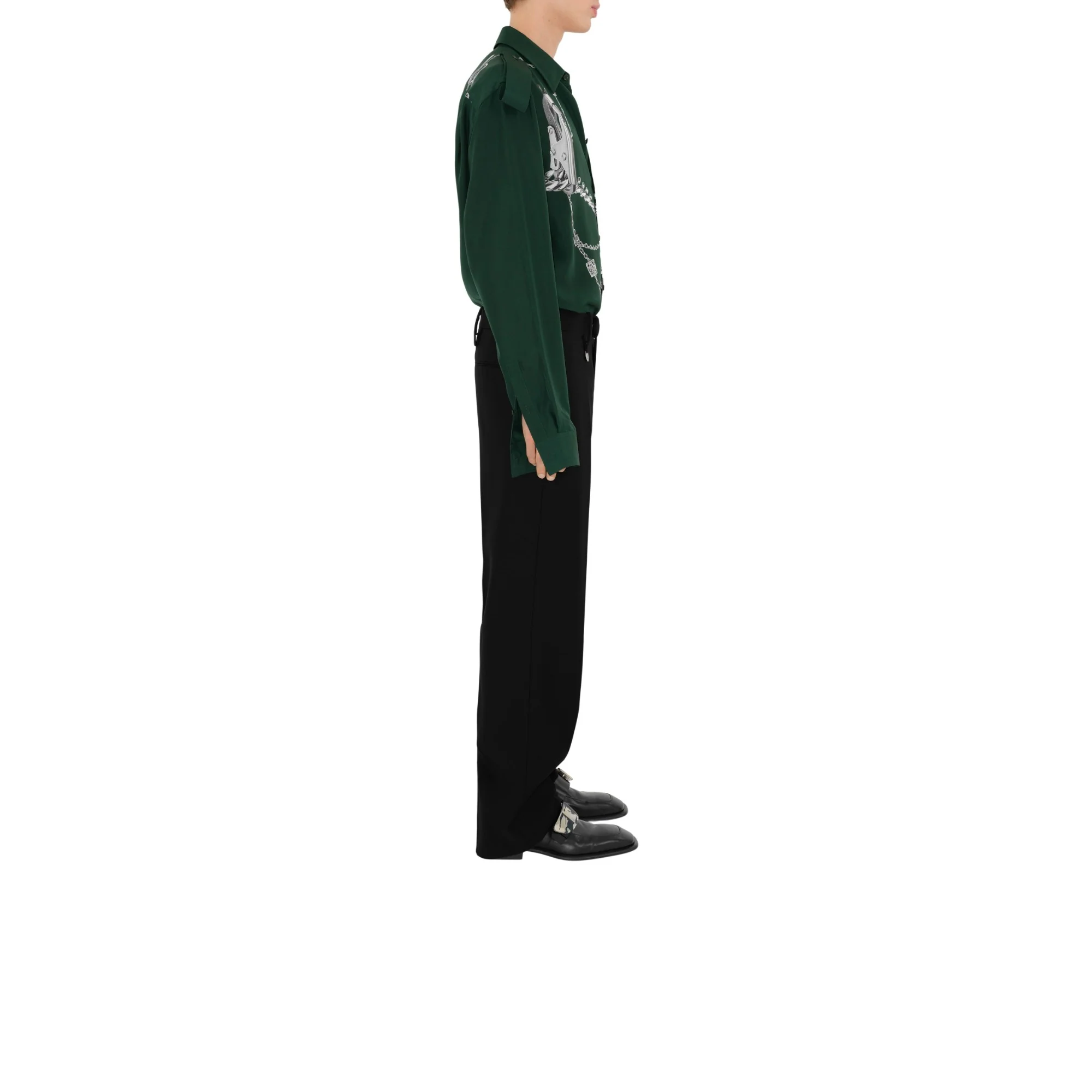 Knight Hardware Silk Shirt - Silver/Green - Image 4