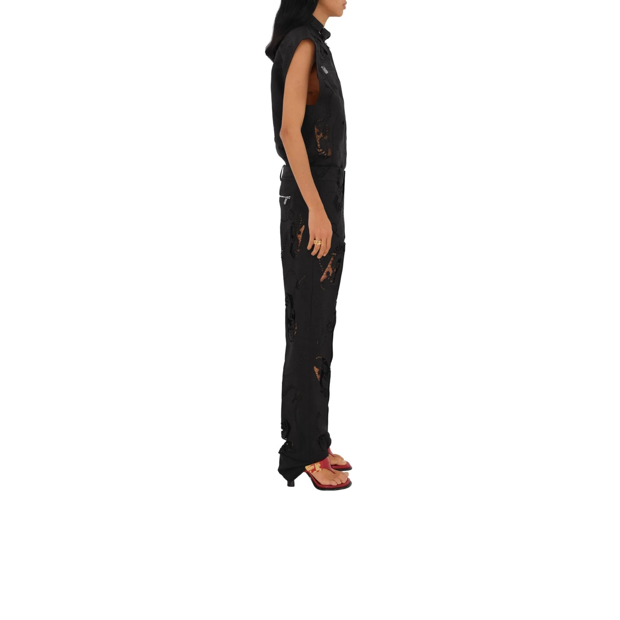 Broderie Anglaise Canvas Top - Black - Image 3