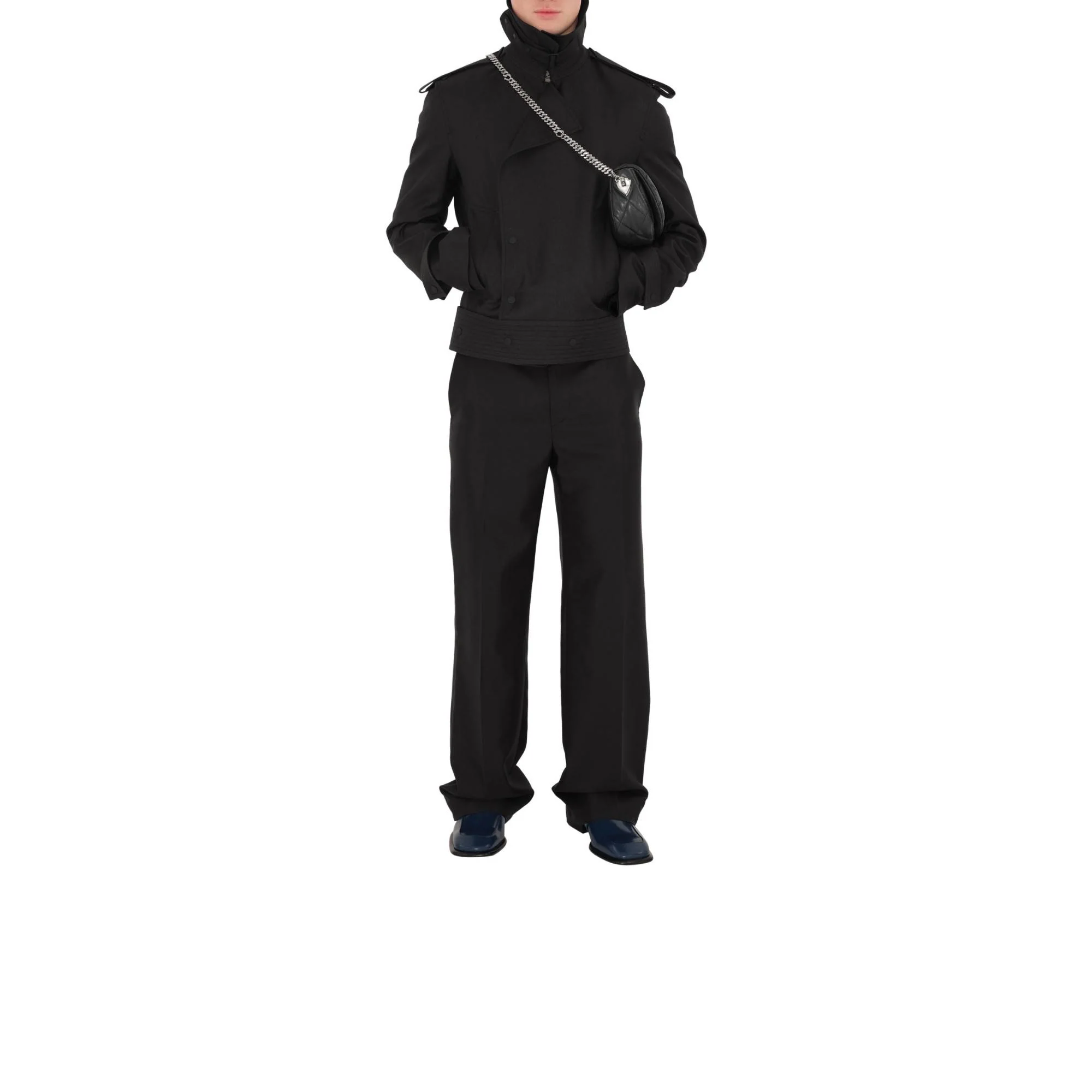 Wool Silk Tailored Trousers - Black - Image 2