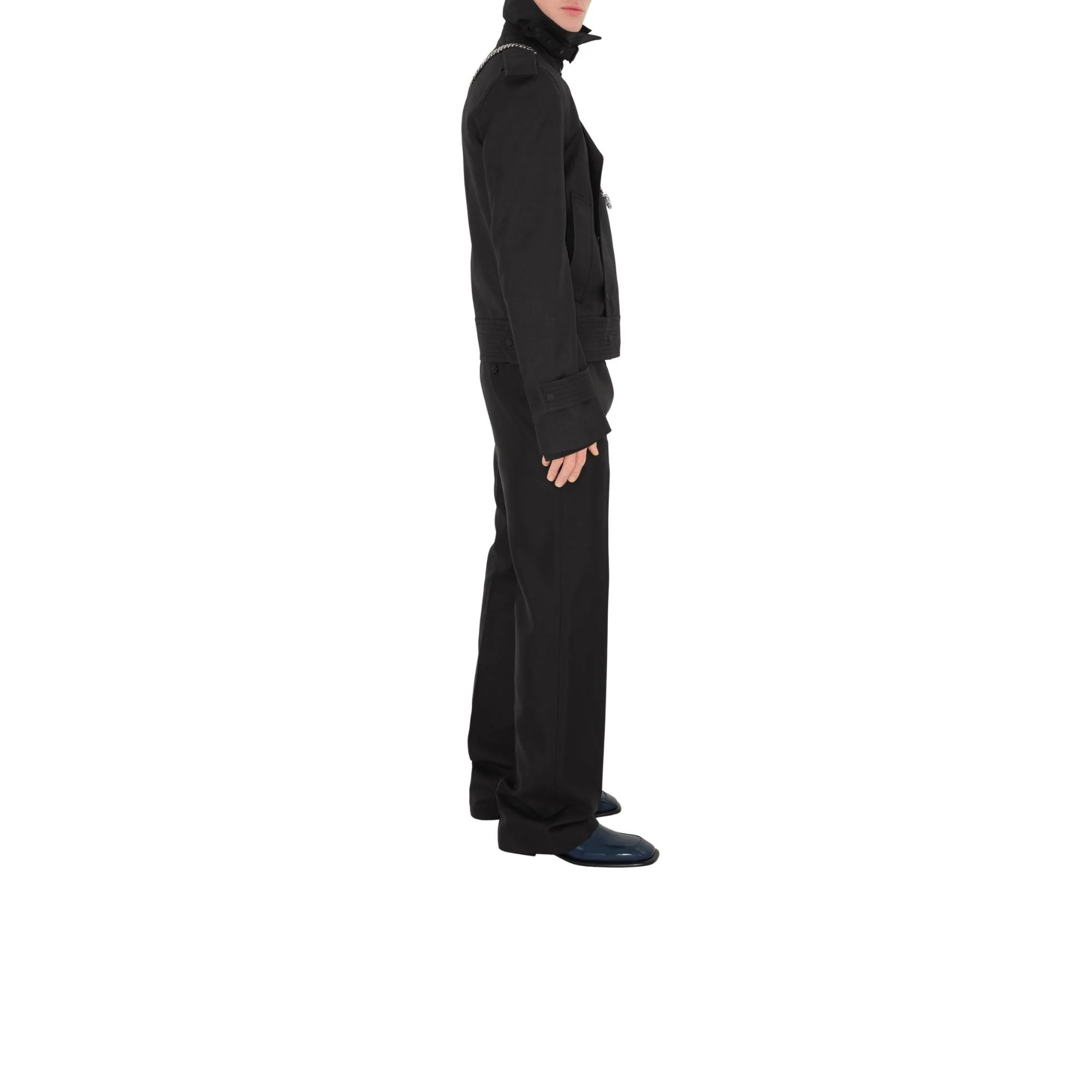 Wool Silk Tailored Trousers - Black - Image 3