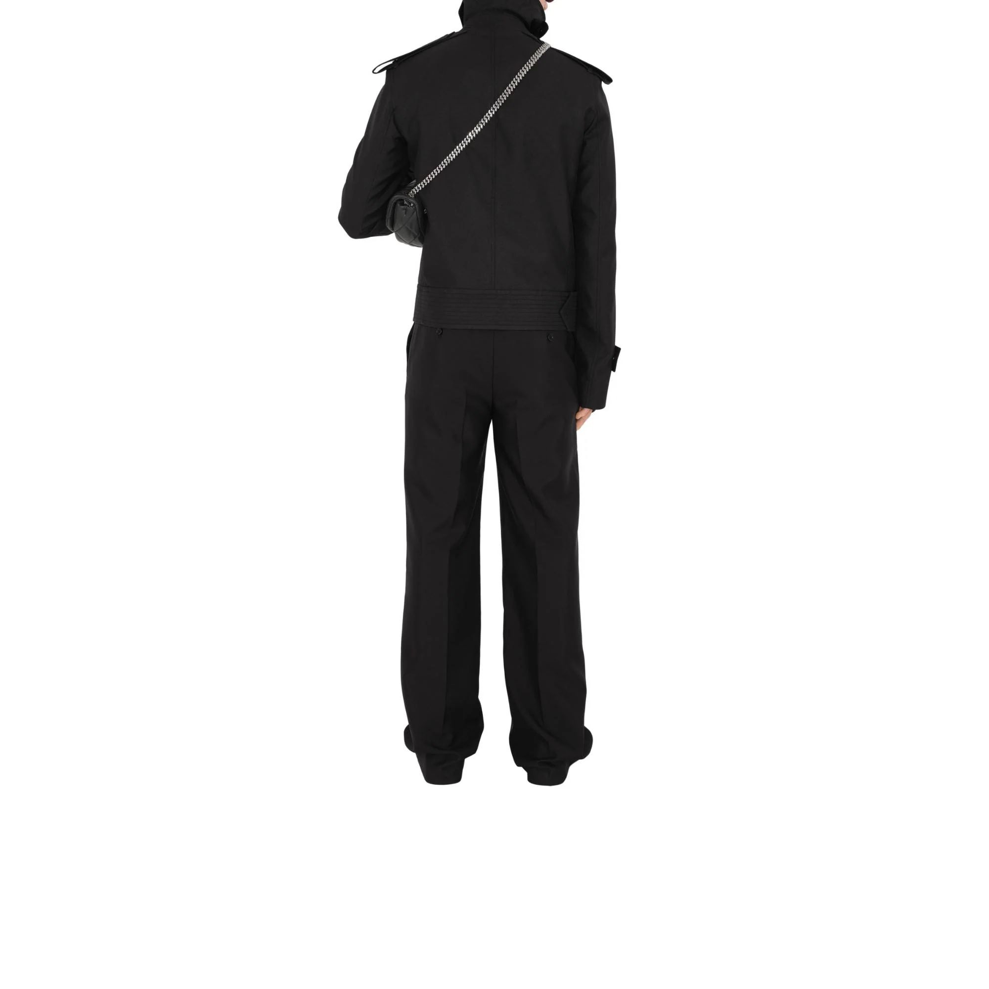 Wool Silk Tailored Trousers - Black - Image 4