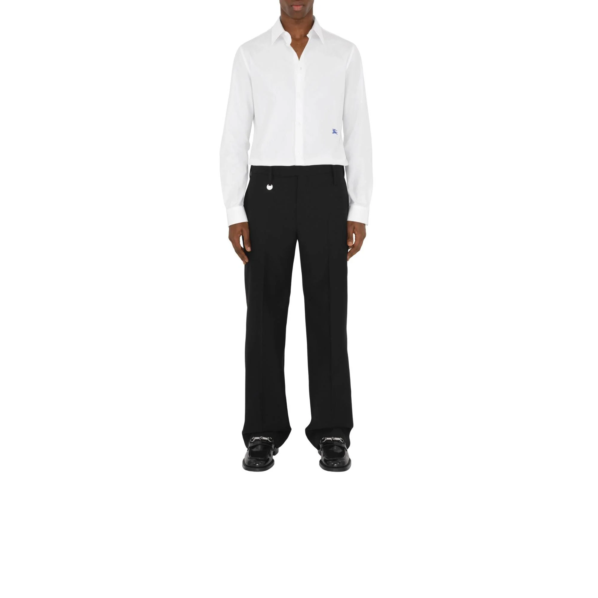 Wool Silk Tailored Trousers - Black - Image 5