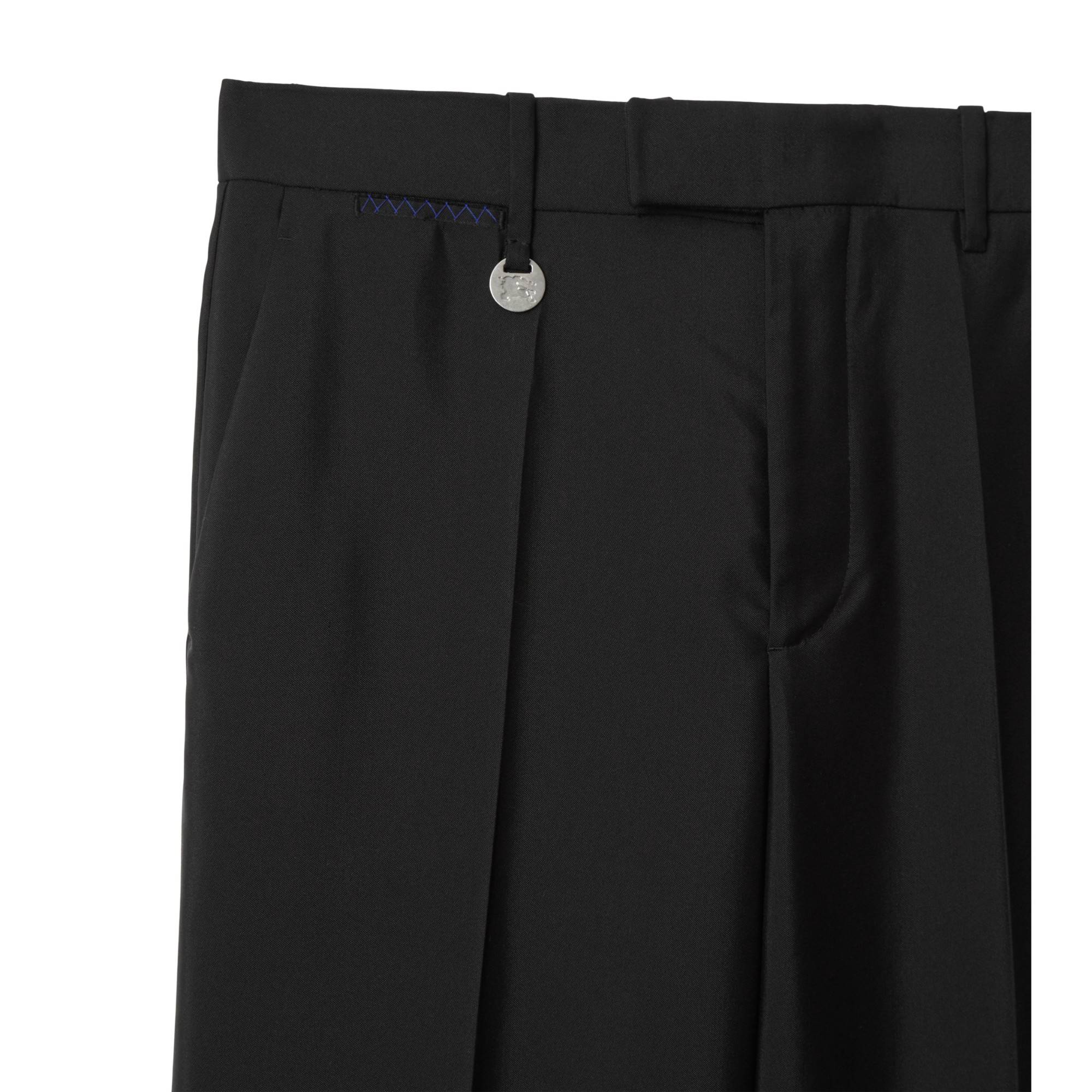 Wool Silk Tailored Trousers - Black - Image 7