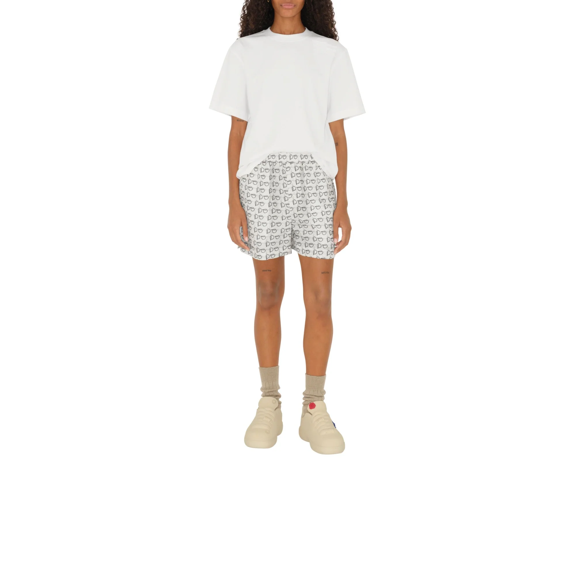 B Silk Shorts - Silver/White - Image 2