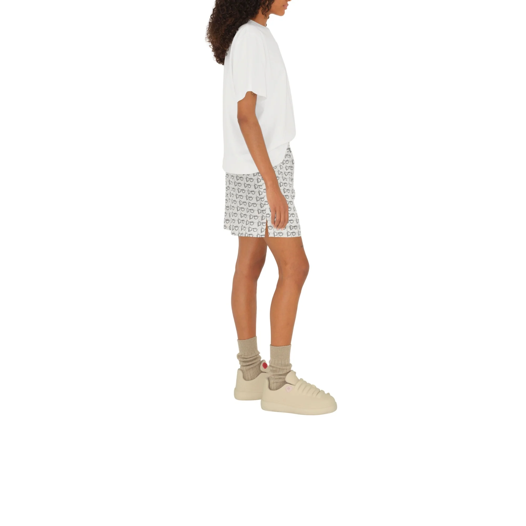B Silk Shorts - Silver/White - Image 3