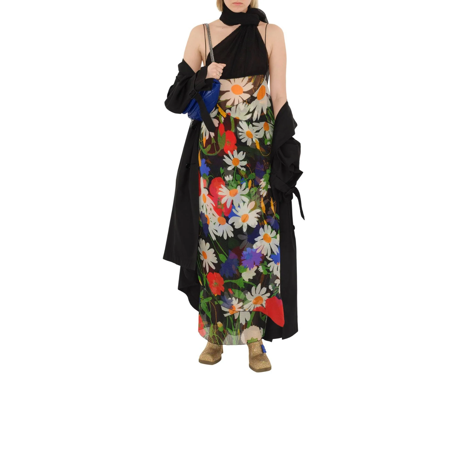Daisy Garden Silk Blend Dress - Black IP Pattern - Image 2