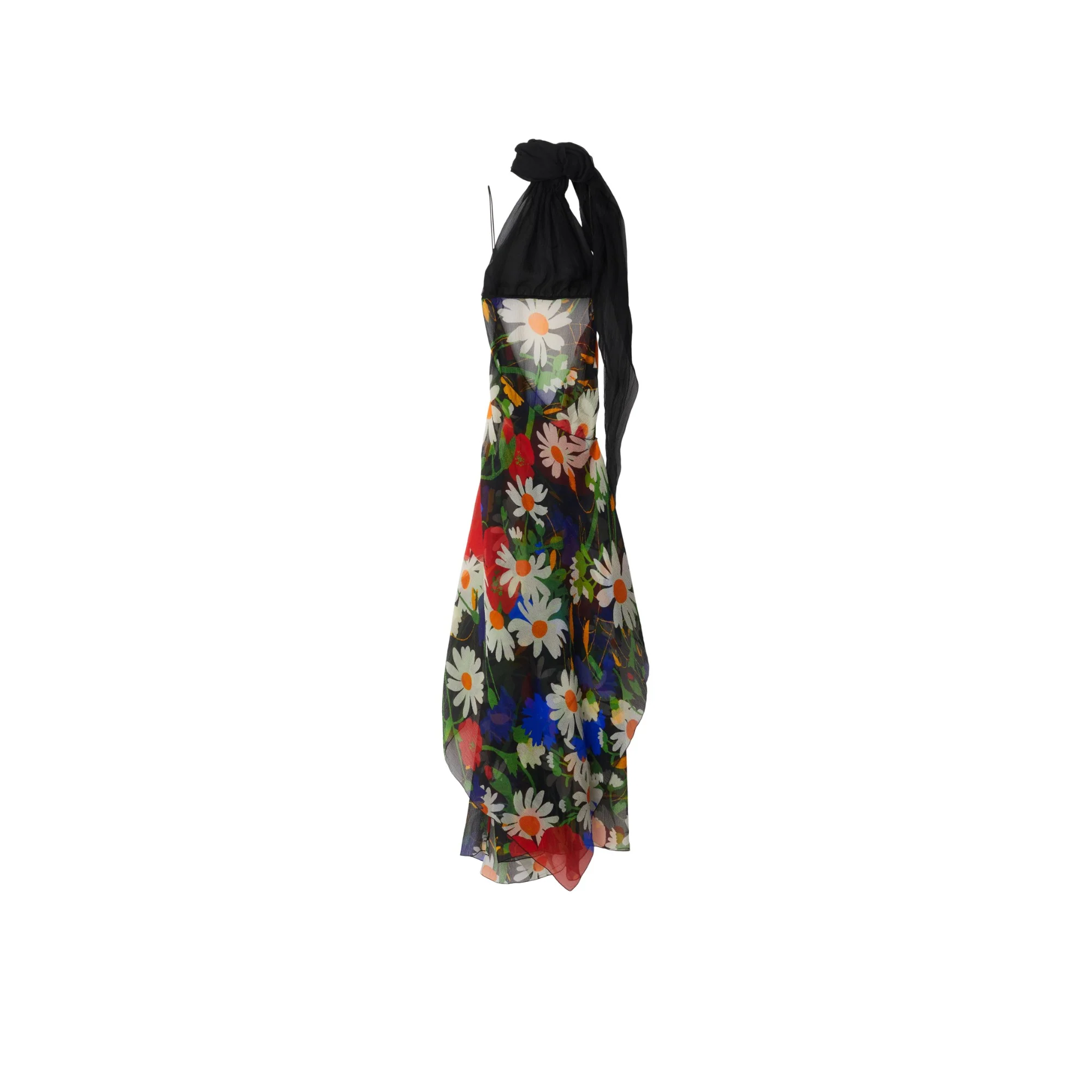 Daisy Garden Silk Blend Dress - Black IP Pattern