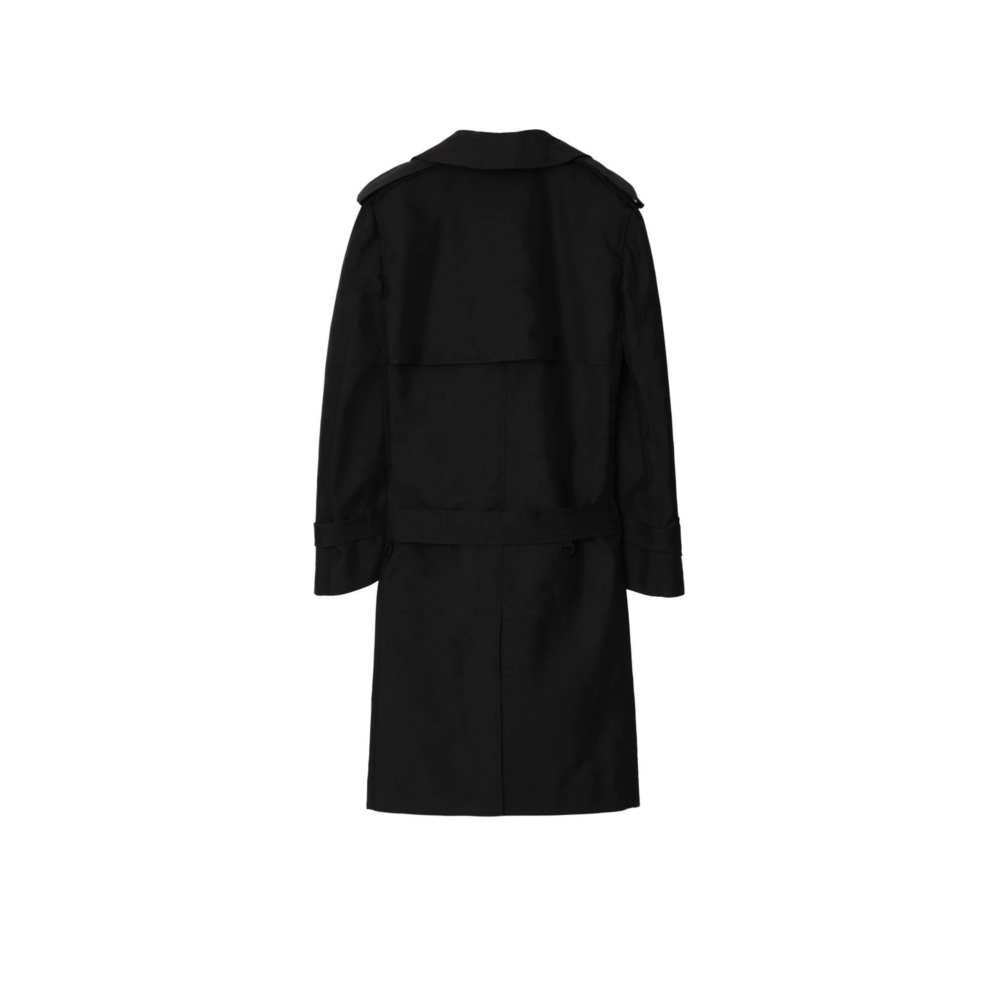 Long Silk Blend Trench Coat - Black - Image 5