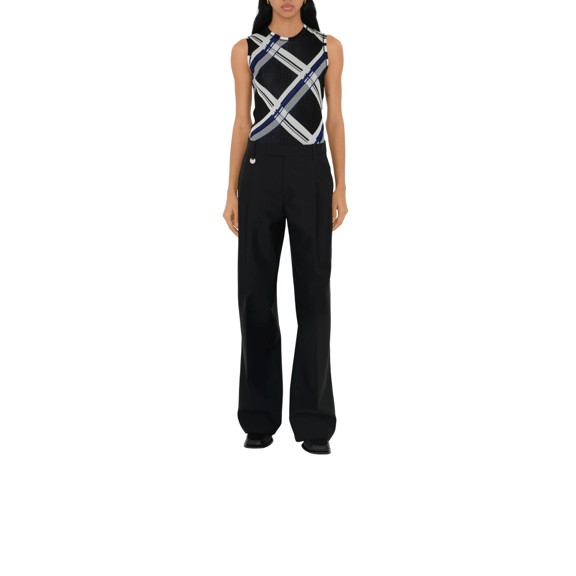 Check Silk Tank Top - Black IP Check - Image 2