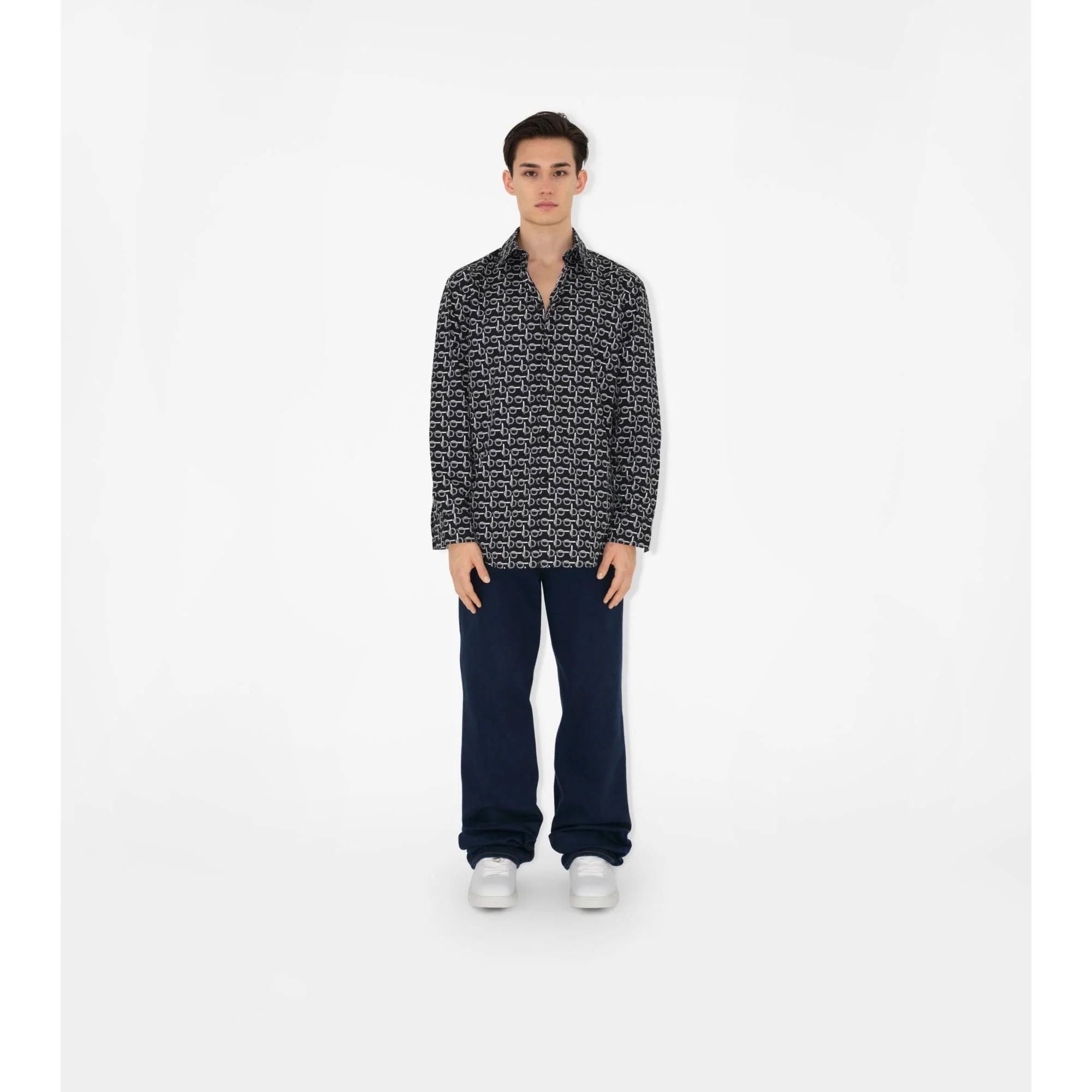 B Cotton Shirt - Silver/Black - Image 2