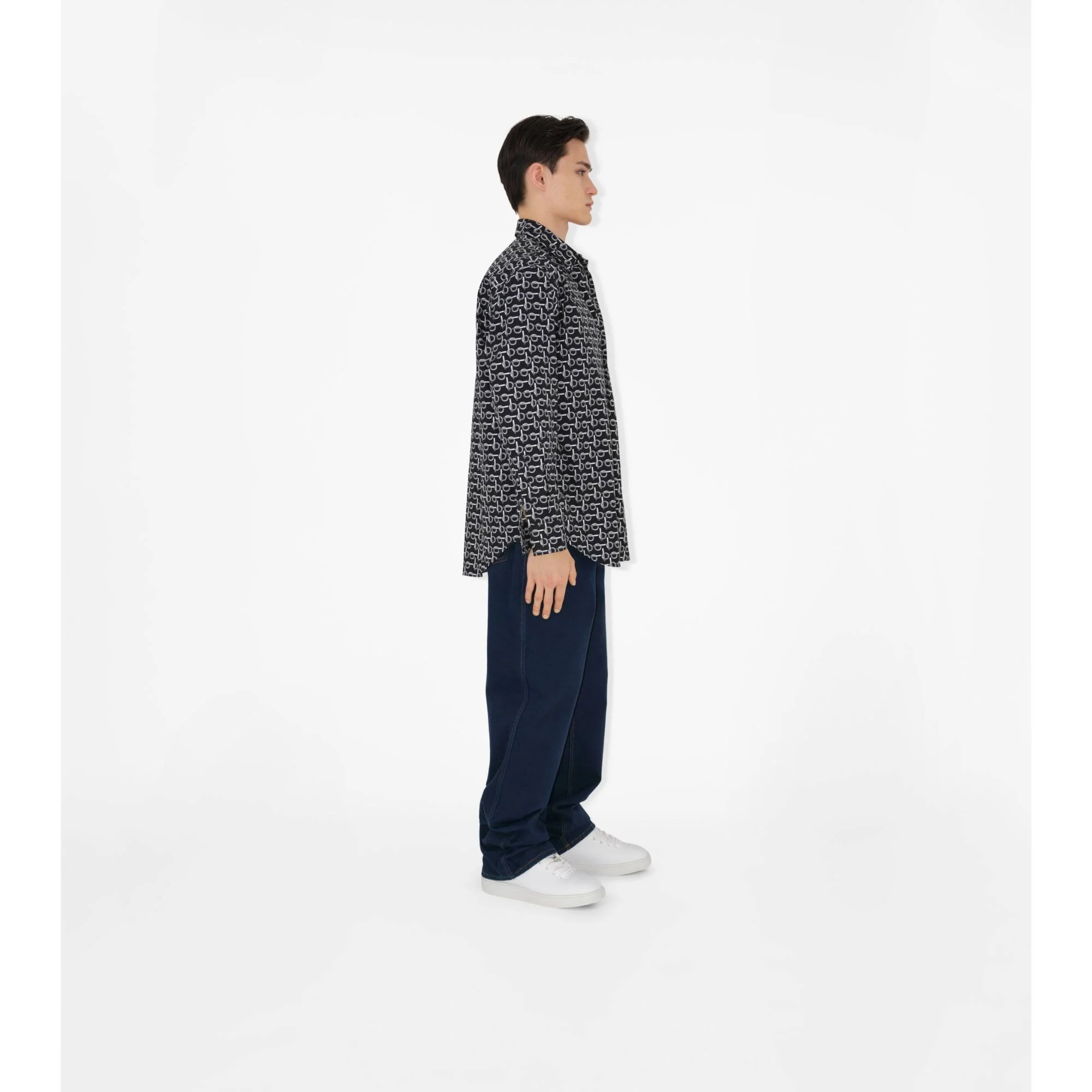B Cotton Shirt - Silver/Black - Image 3