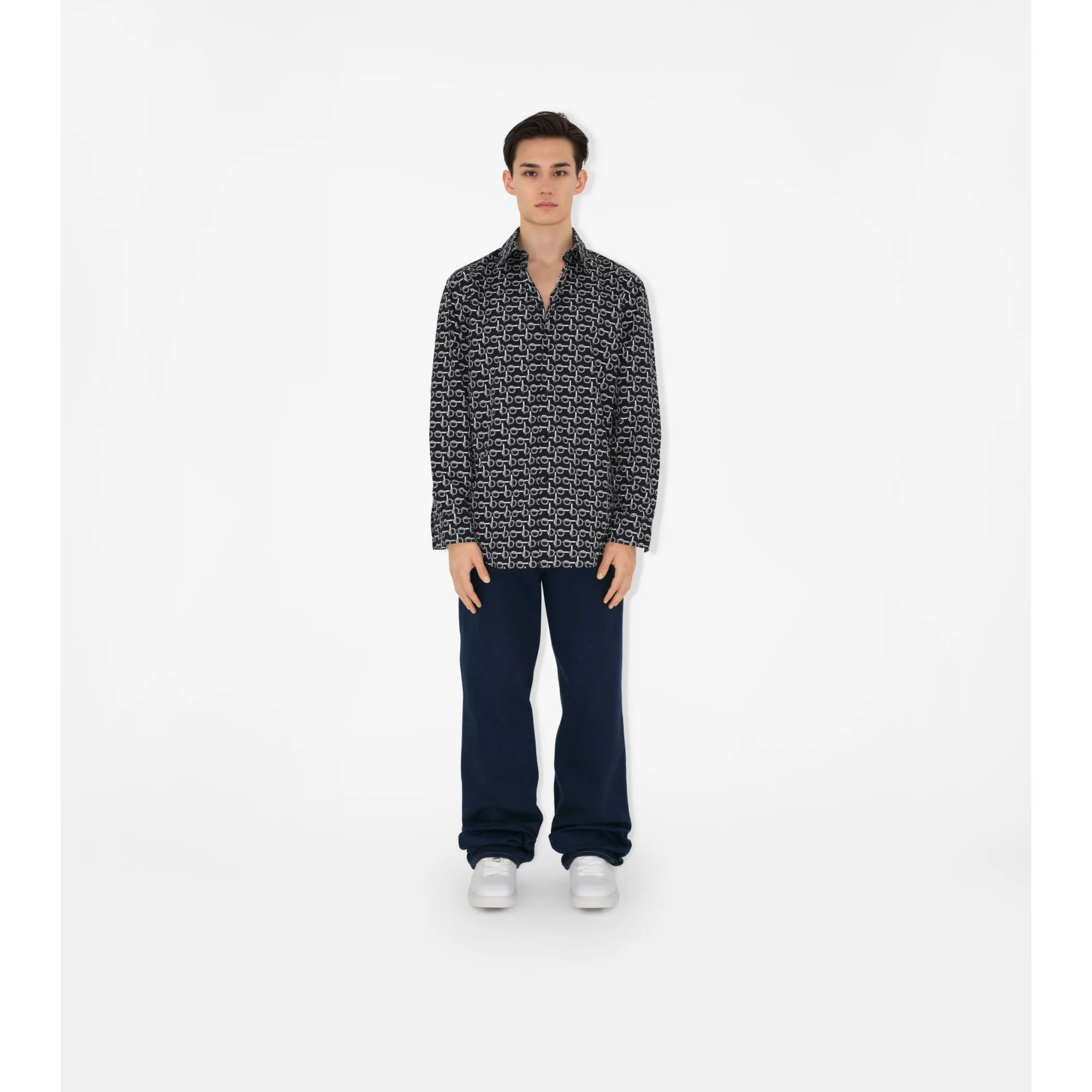 B Cotton Shirt - Silver/Black