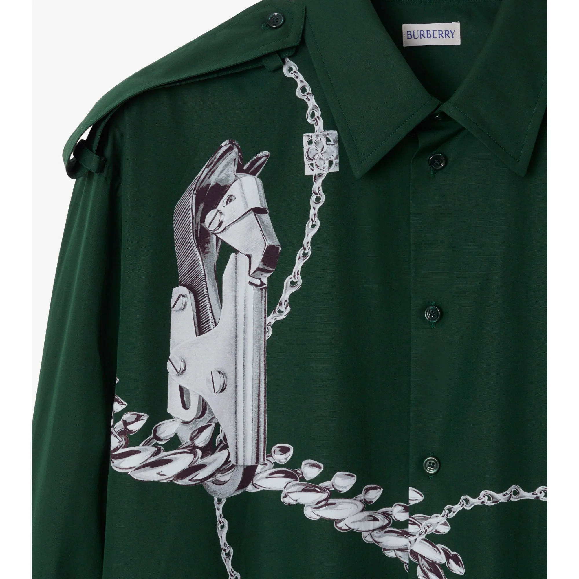Knight Hardware Cotton Shirt - Silver/Green - Image 6