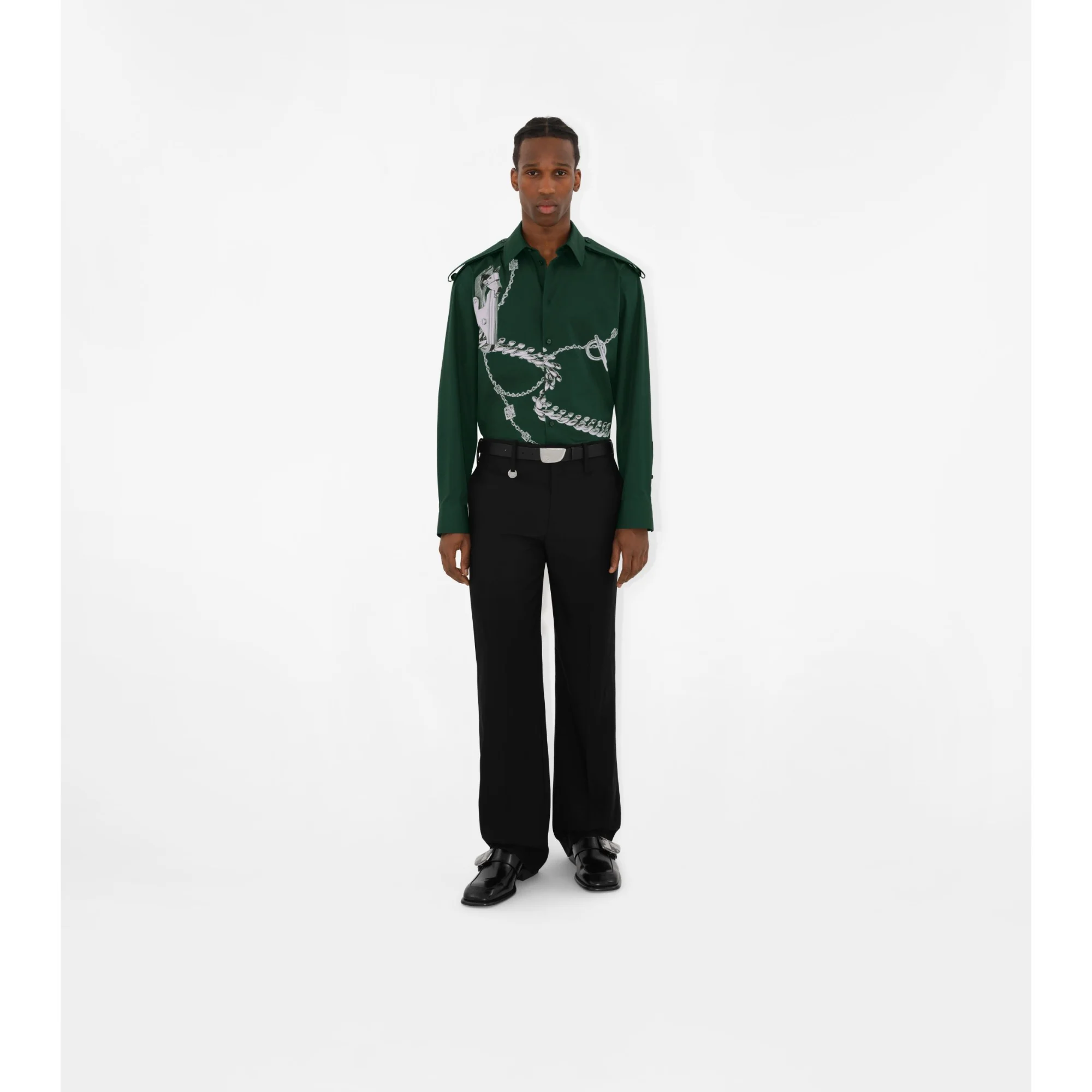 Knight Hardware Cotton Shirt - Silver/Green - Image 2