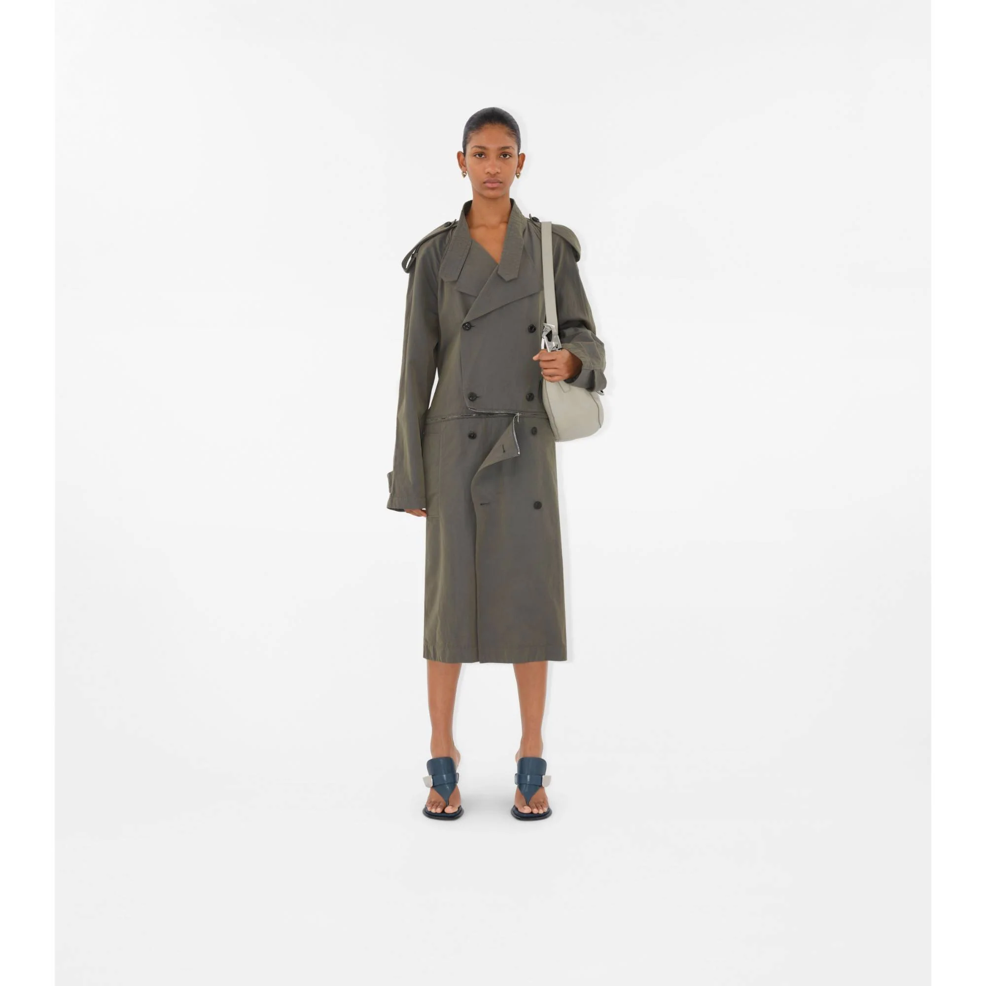 Cotton Linen Trench Dress - Iron - Image 2