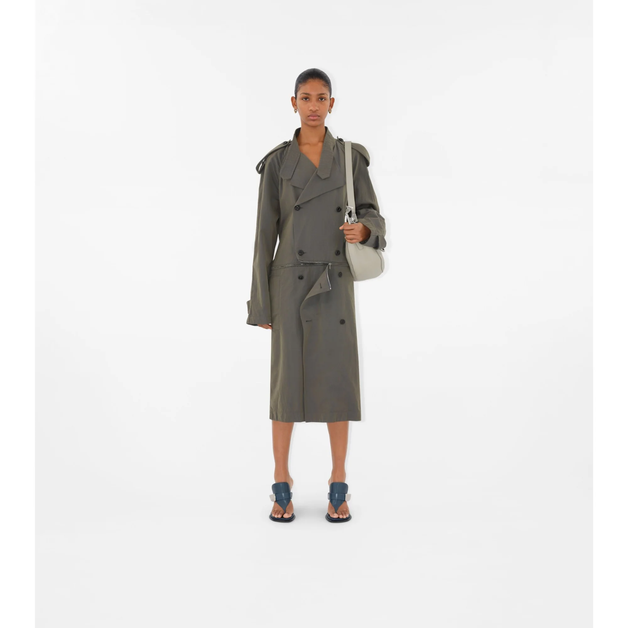 Cotton Linen Trench Dress - Iron - Image 2