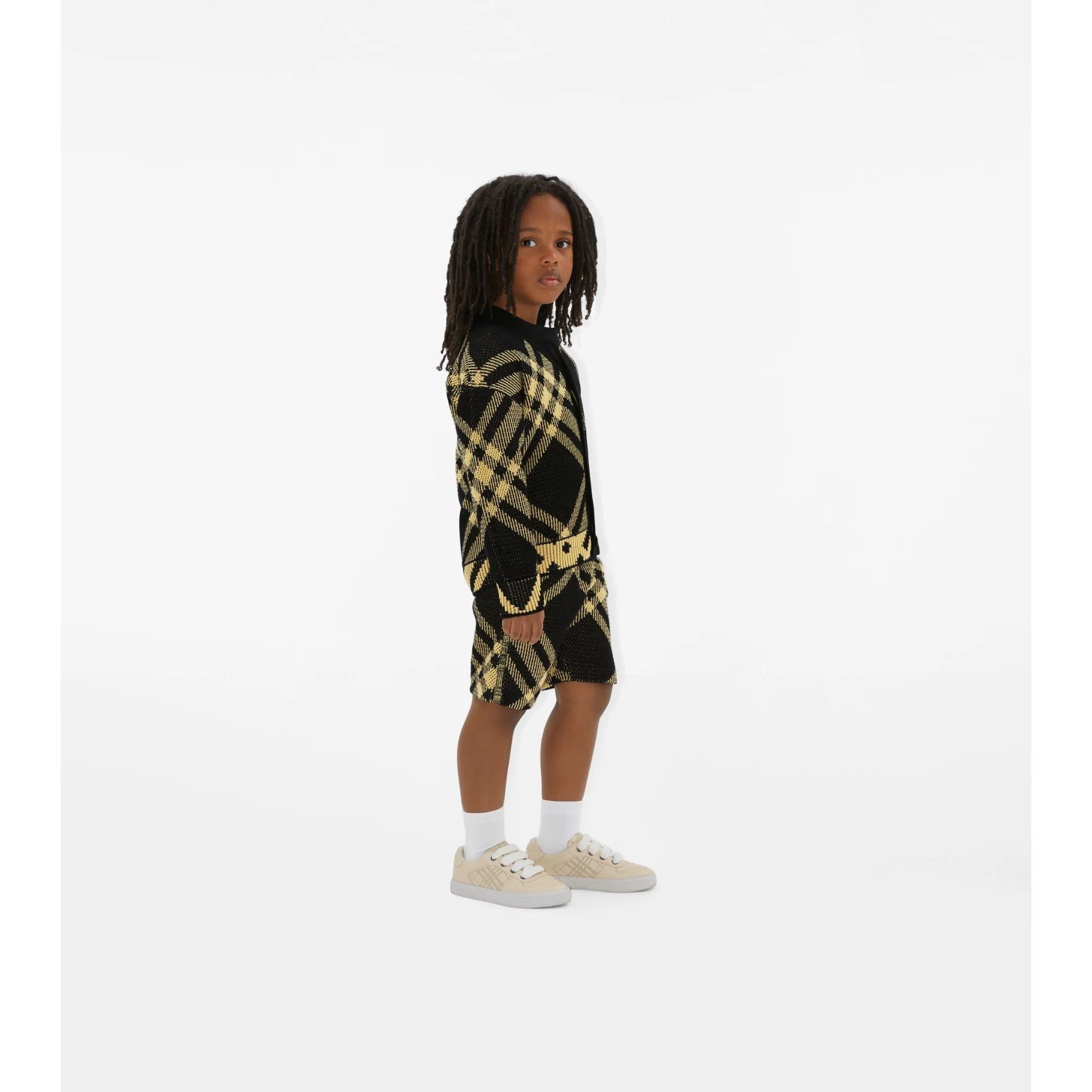 Check Cotton Mesh Shorts - Yellow IP Check - Image 2