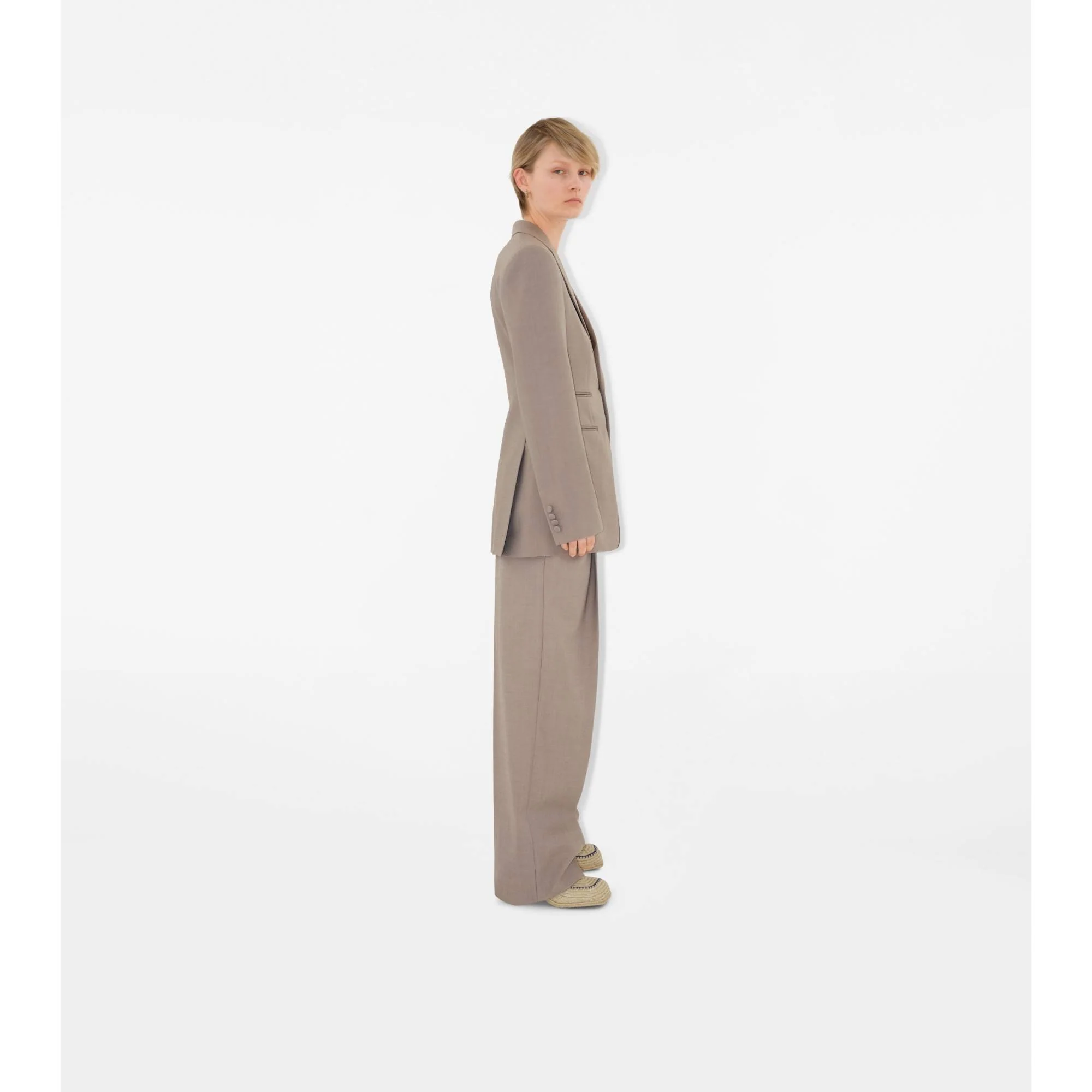 Wool Tailored Trousers - Wax - Image 3