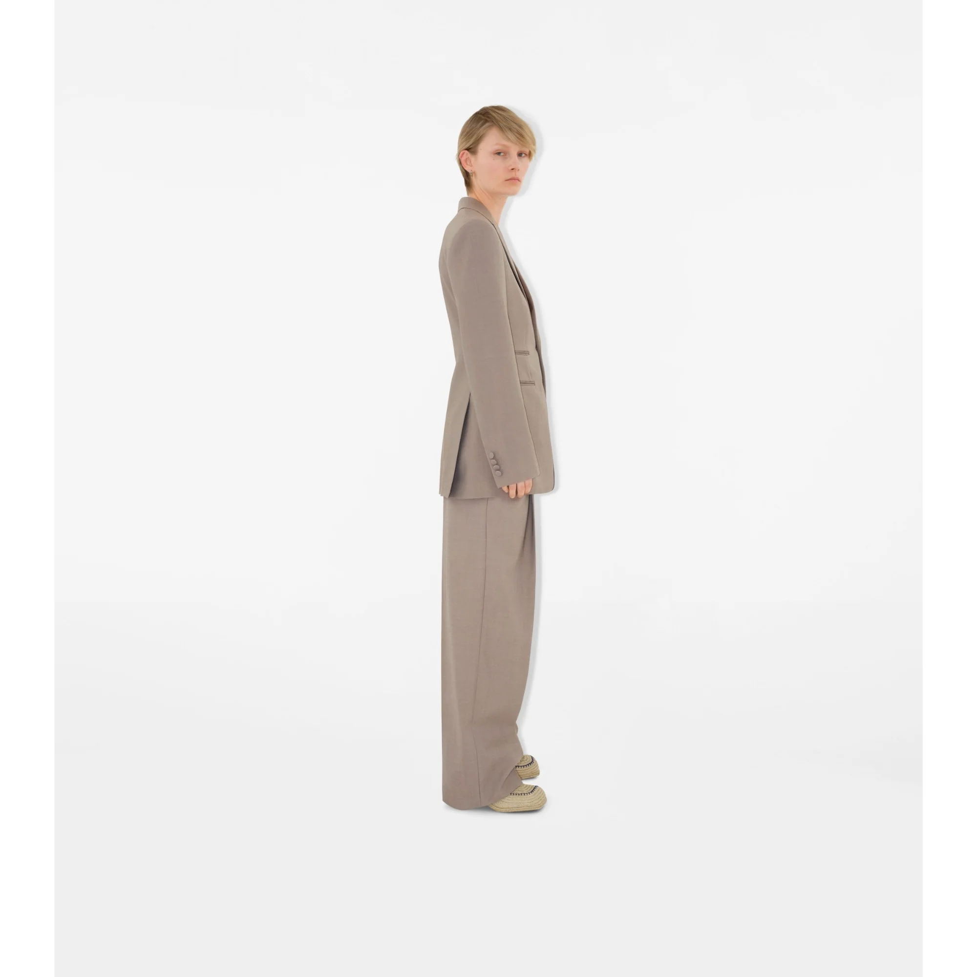 Wool Tailored Trousers - Wax - Image 3