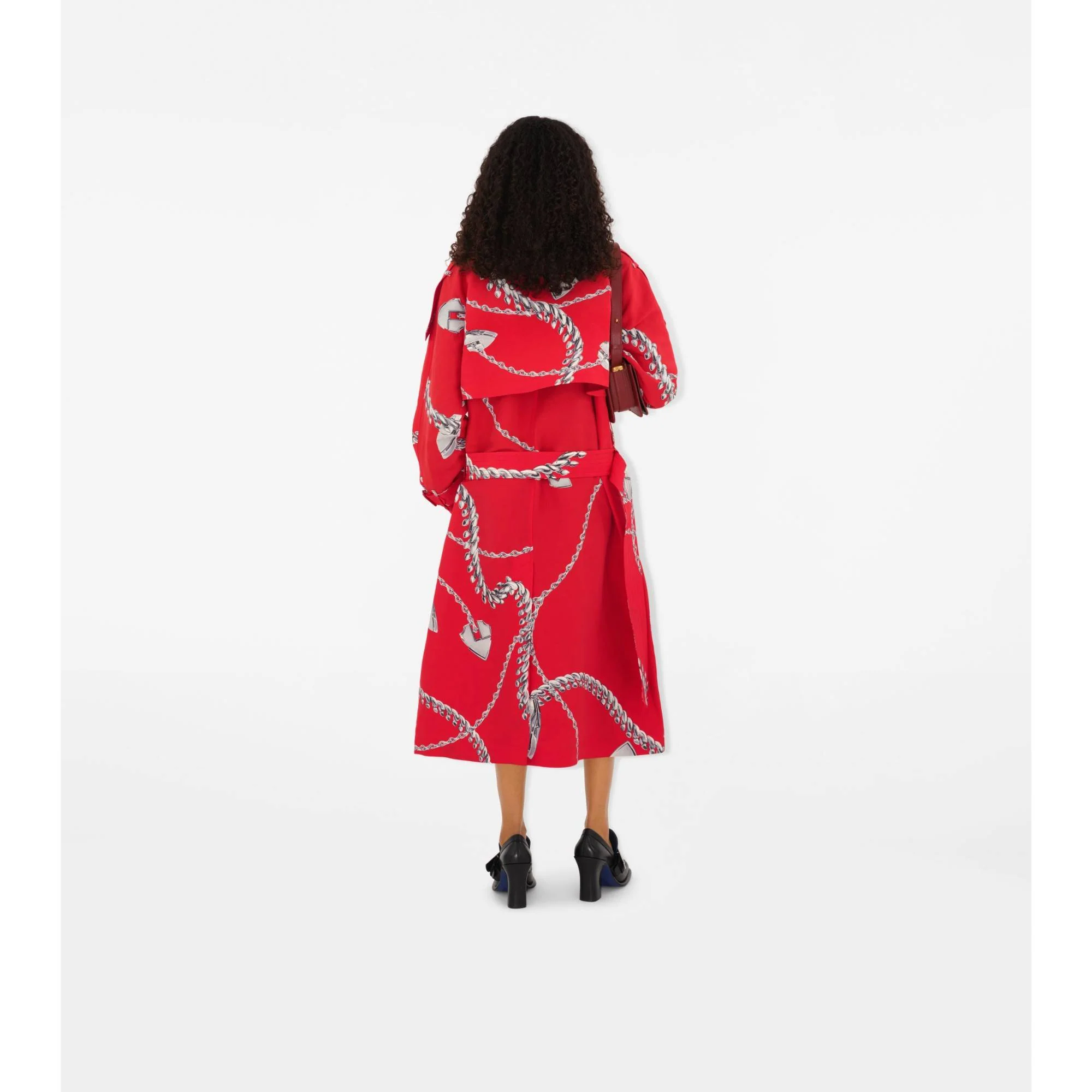 Long Shield Hardware Taffeta Trench Coat - Pillar IP Pattern - Image 3