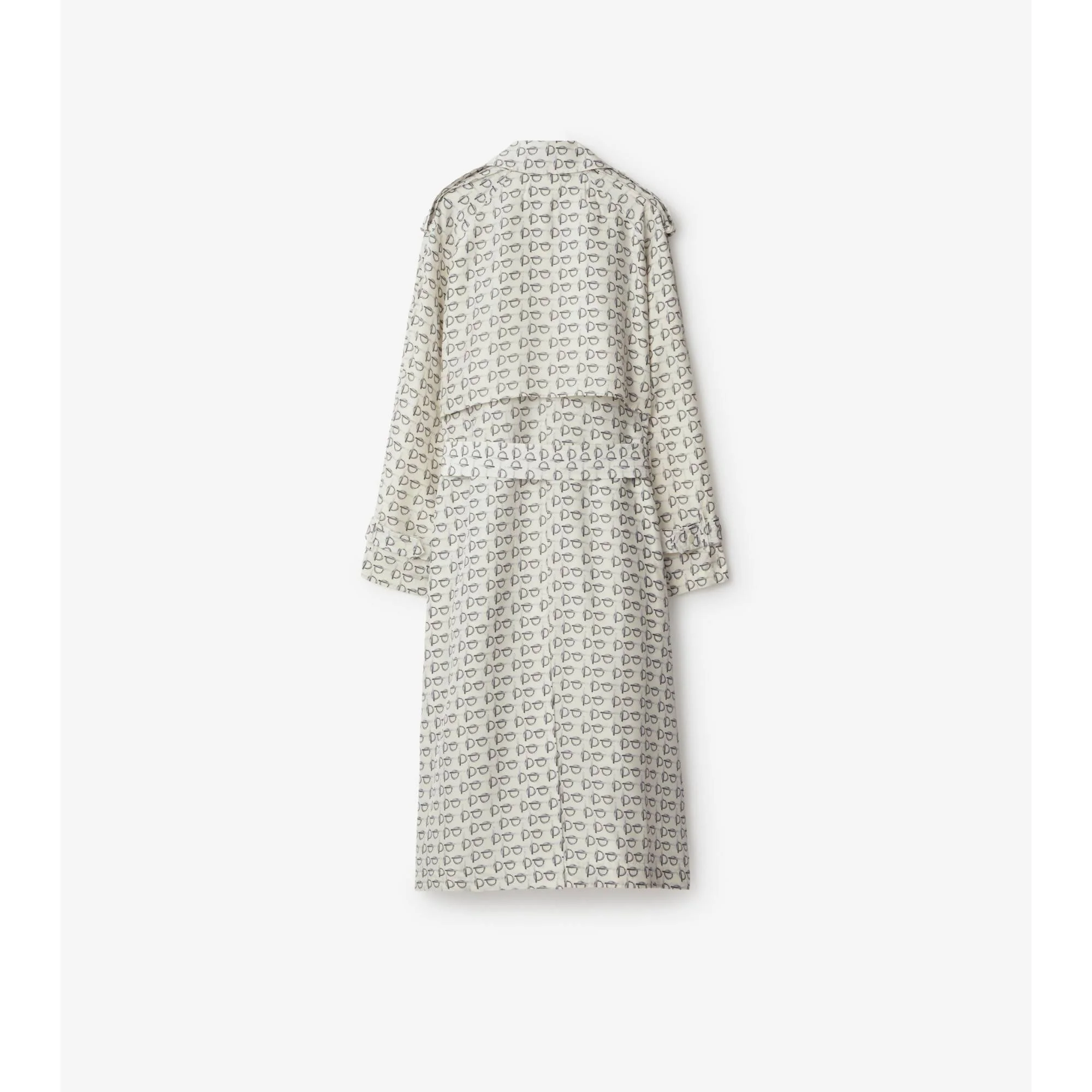 Long B Silk Trench Coat - White IP Pattern - Image 6