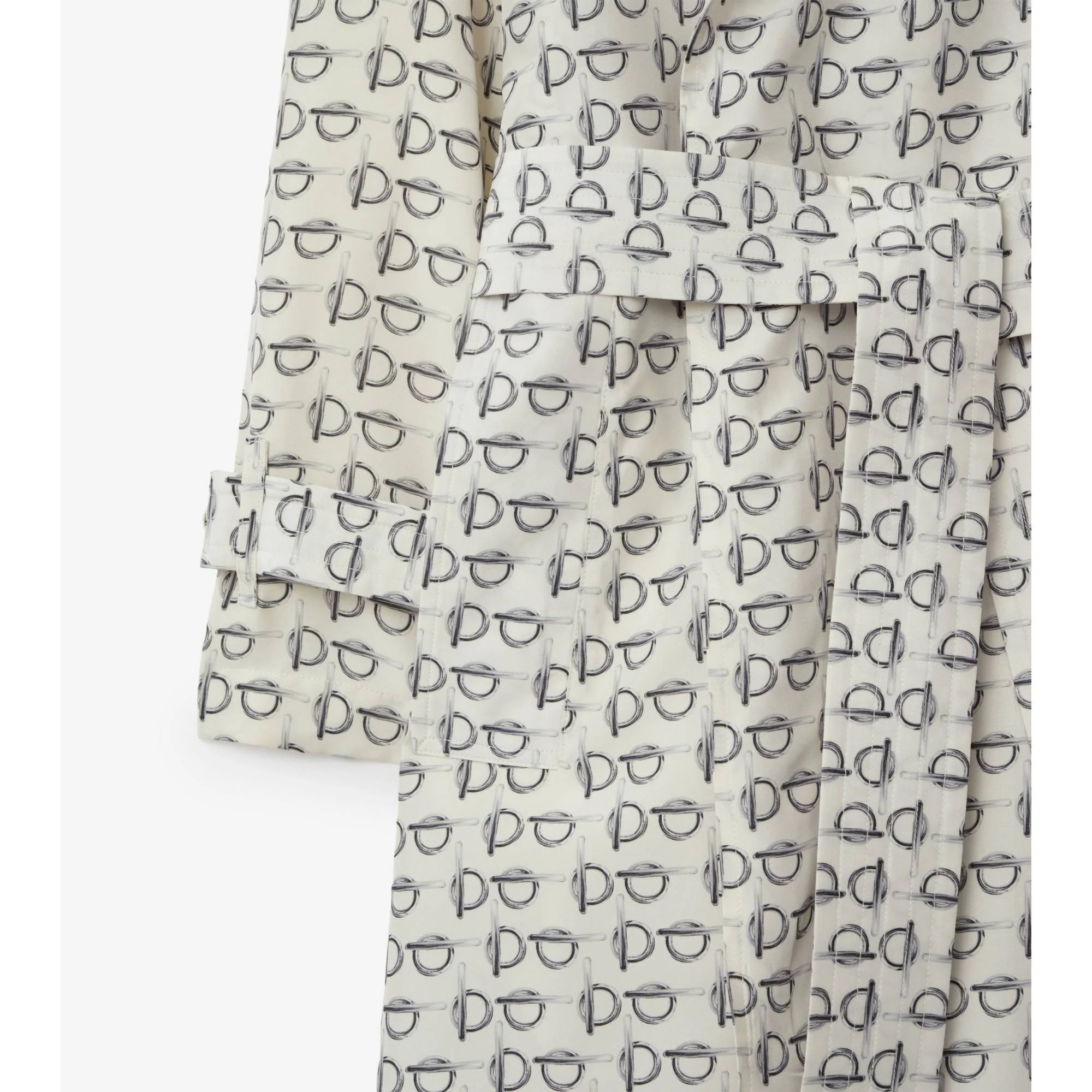 Long B Silk Trench Coat - White IP Pattern - Image 7