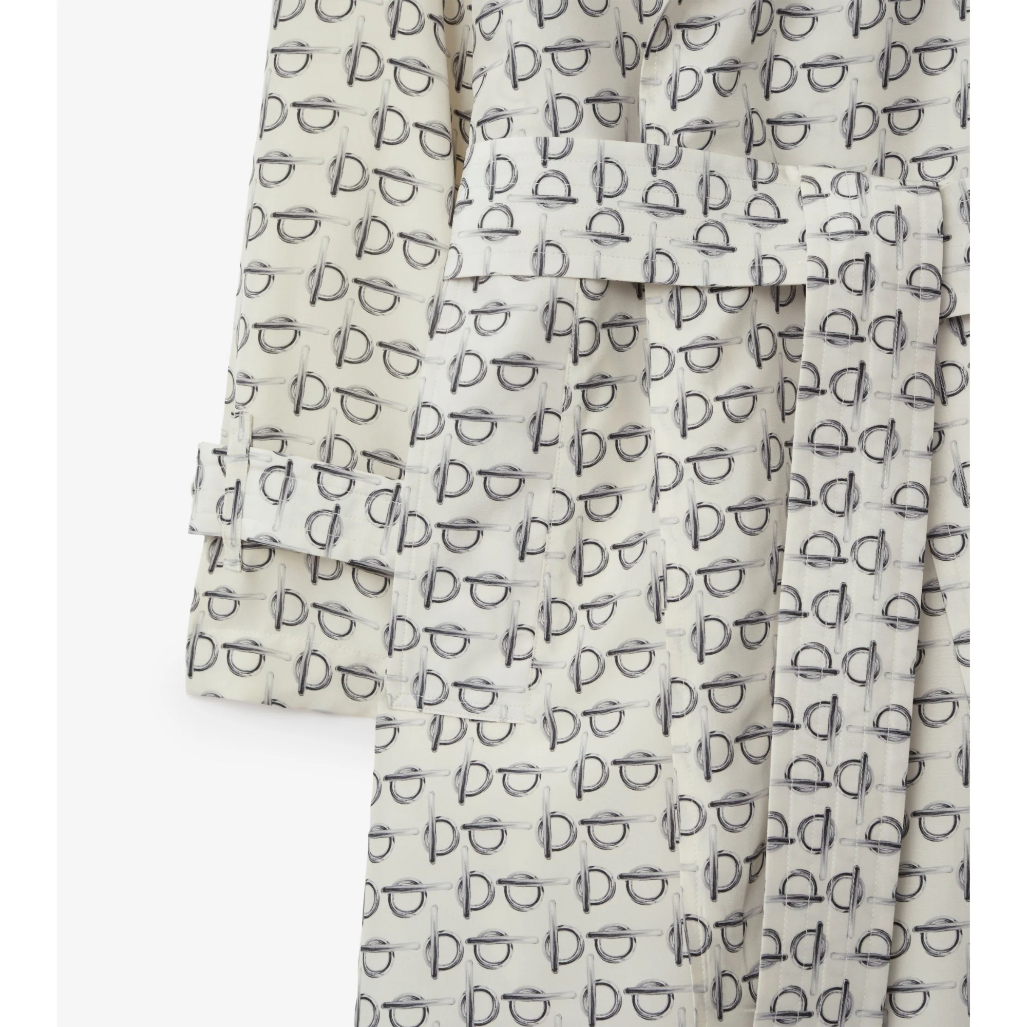 Long B Silk Trench Coat - White IP Pattern - Image 7