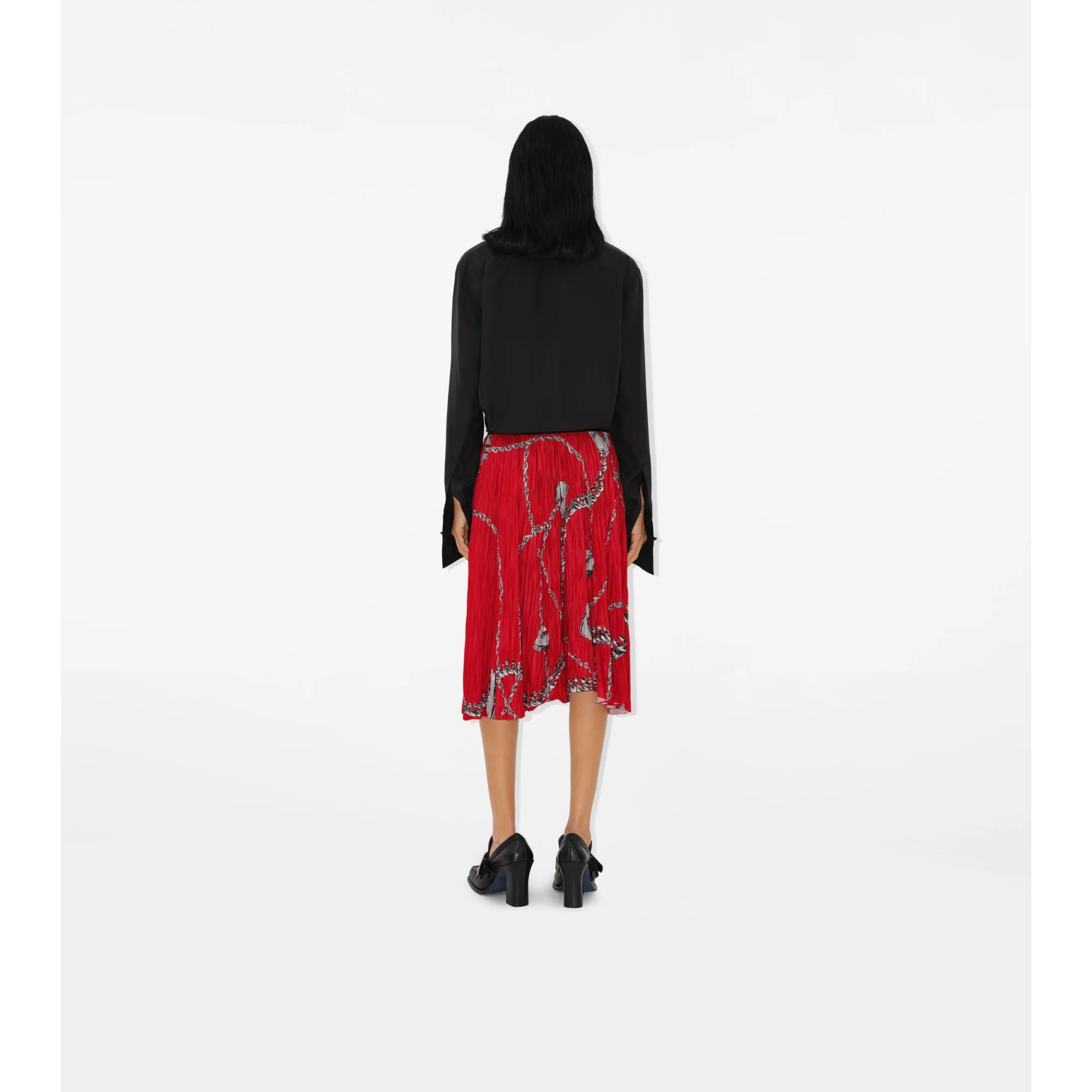 Shield Hardware Jersey Skirt - Silver/Red - Image 4