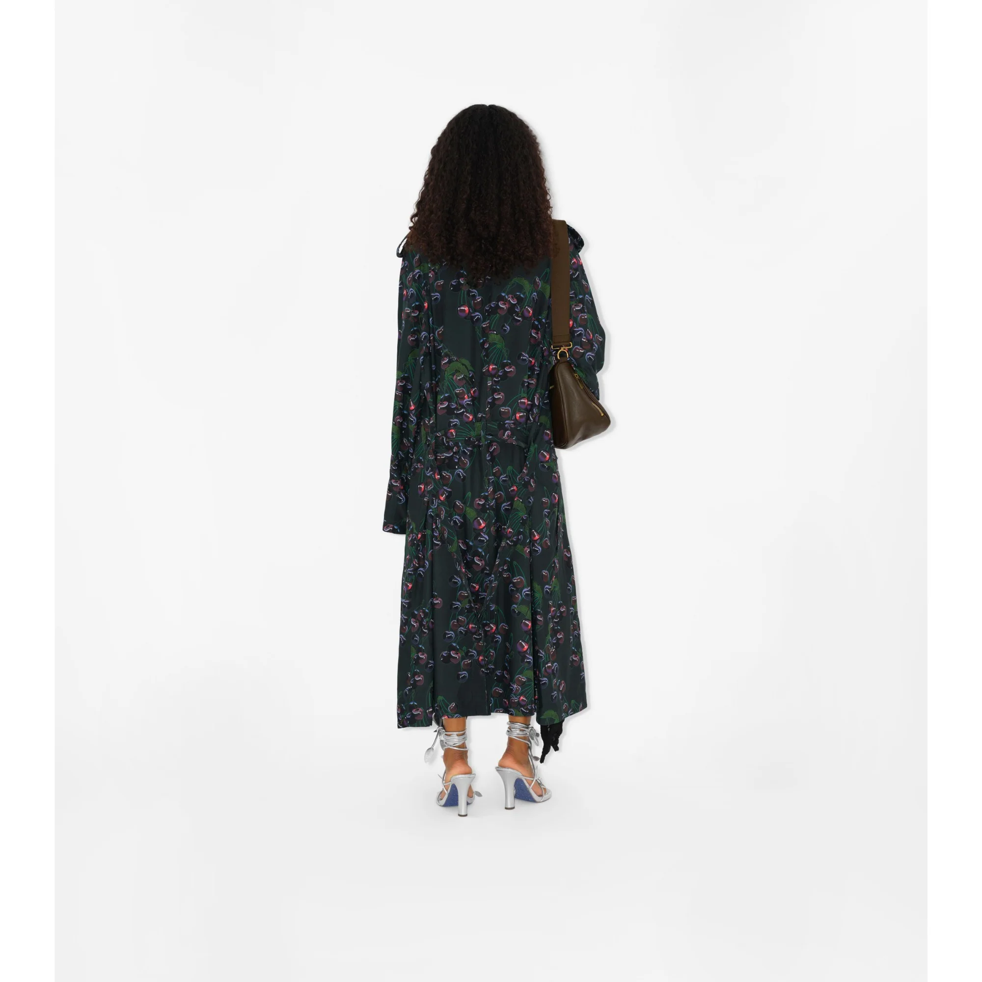 Long Cherry Trench Coat - Vine IP Pattern - Image 4