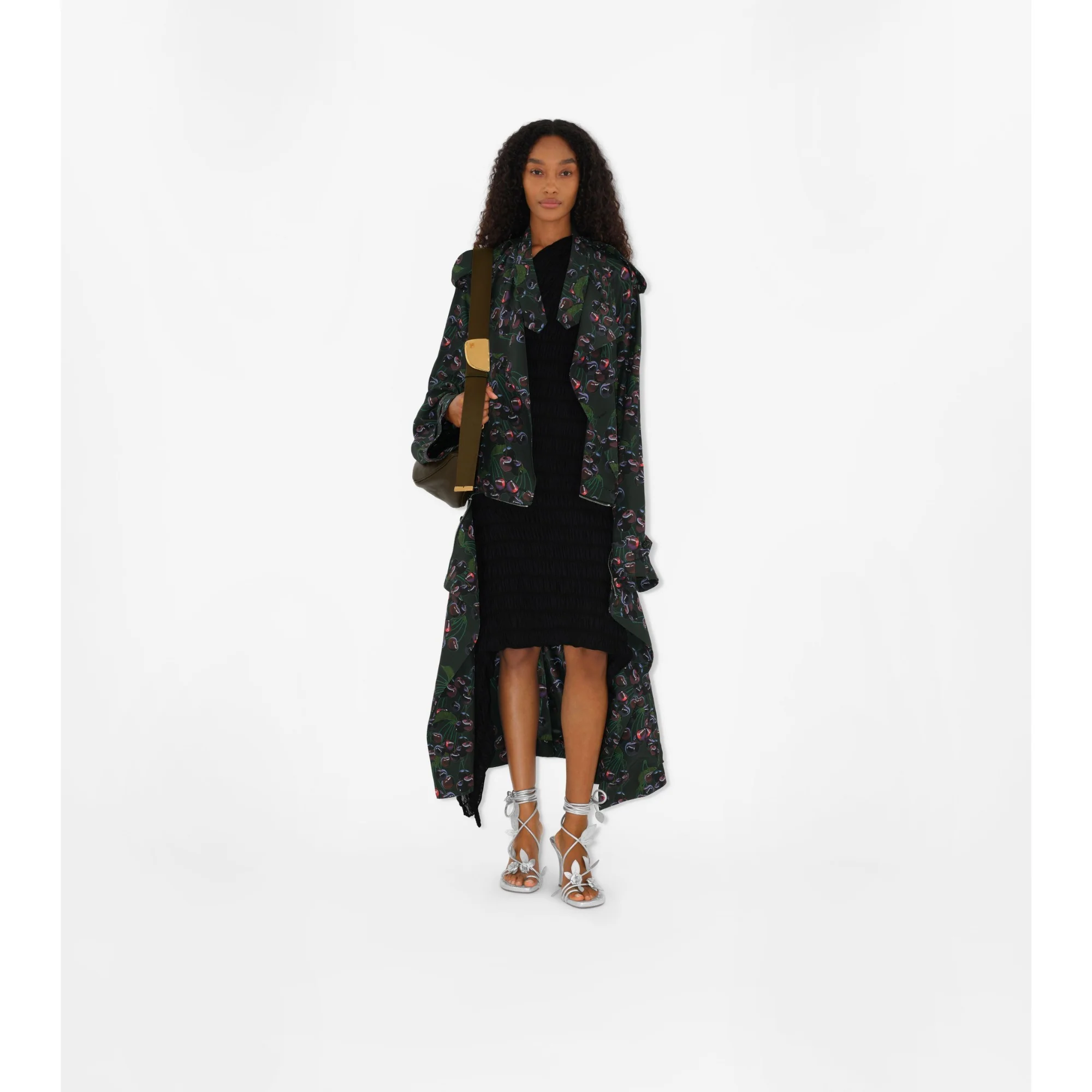 Long Cherry Trench Coat - Vine IP Pattern - Image 5