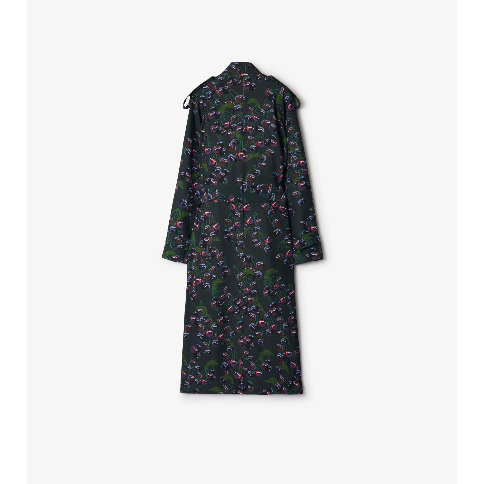 Long Cherry Trench Coat - Vine IP Pattern - Image 6