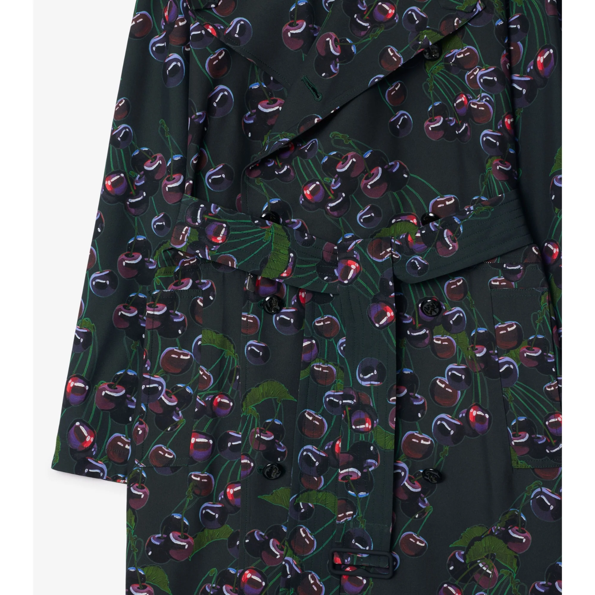 Long Cherry Trench Coat - Vine IP Pattern - Image 7