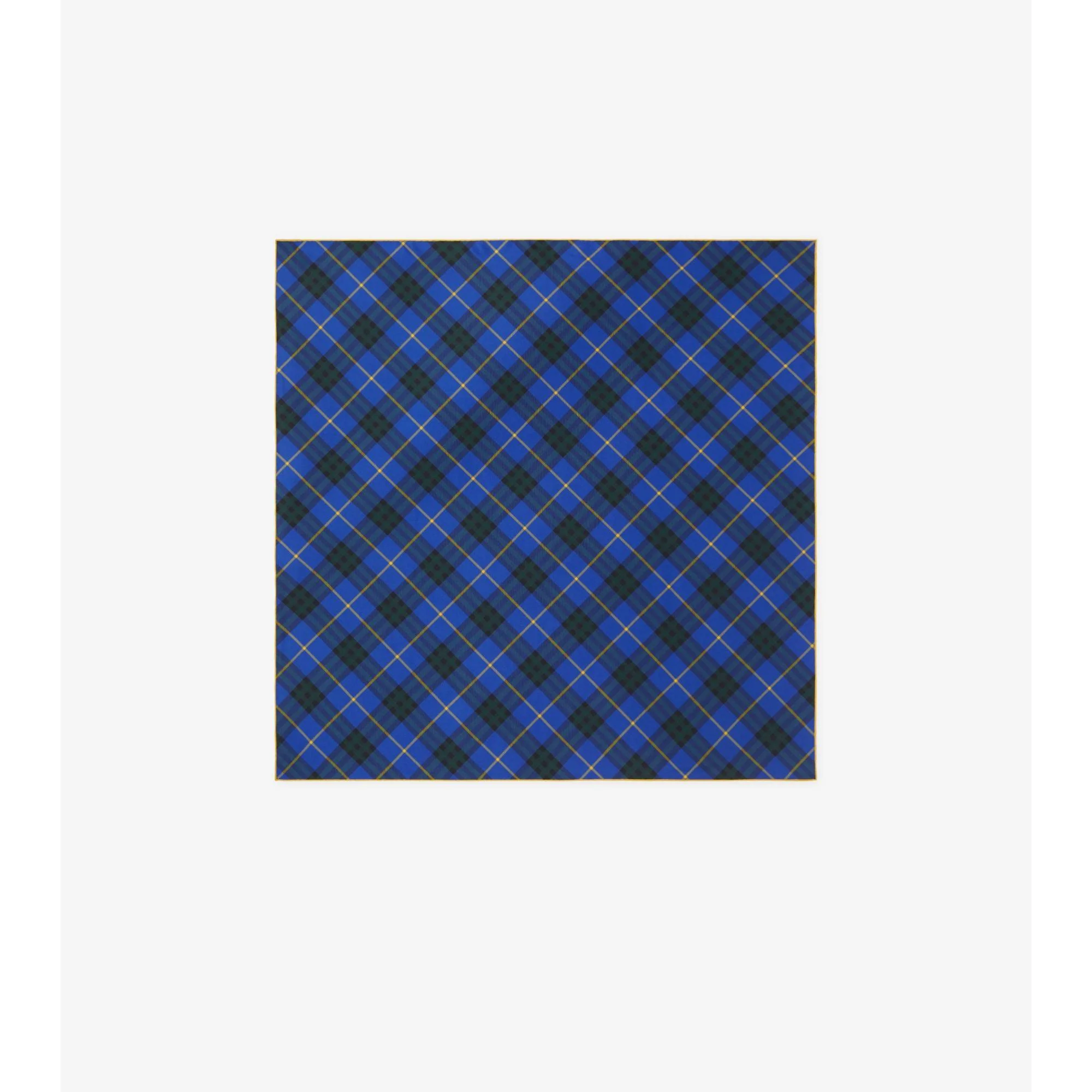 Check Silk Scarf - Bright Navy - Image 5