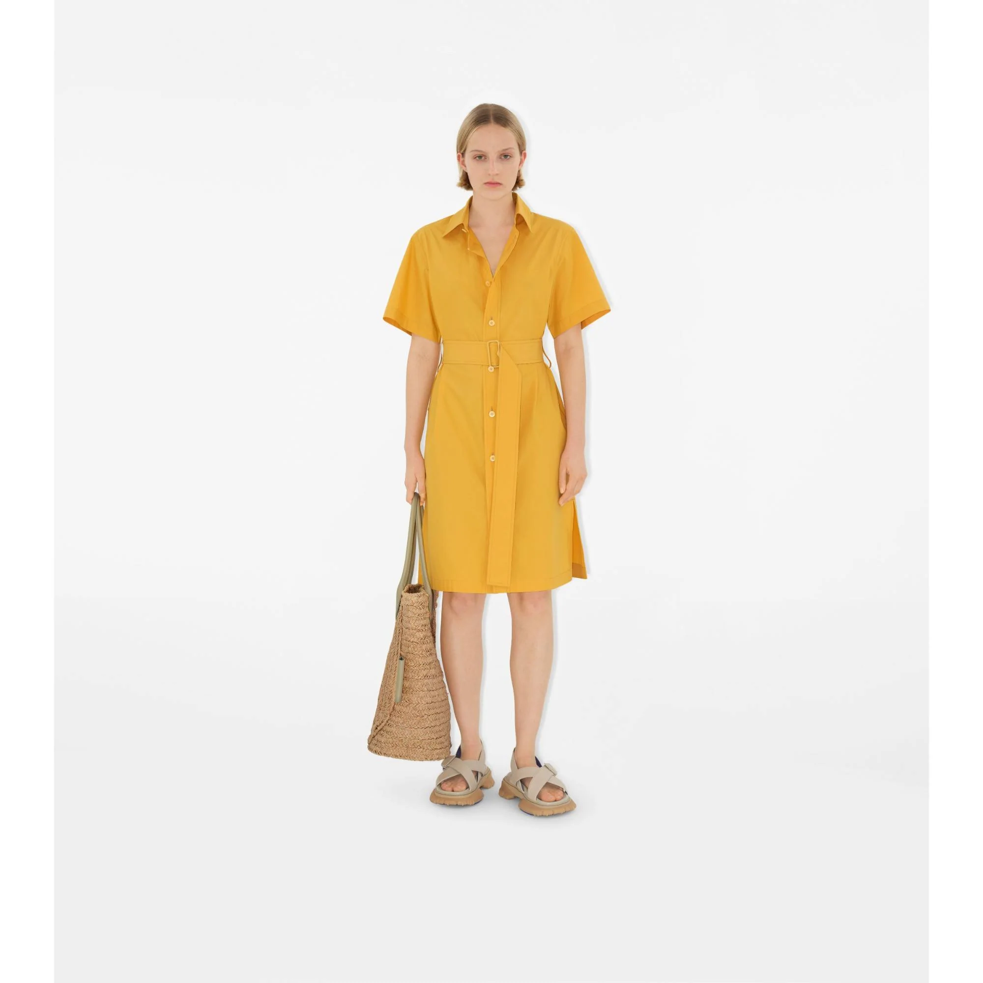 Cotton Blend Shirt Dress - Sunflower - Image 2