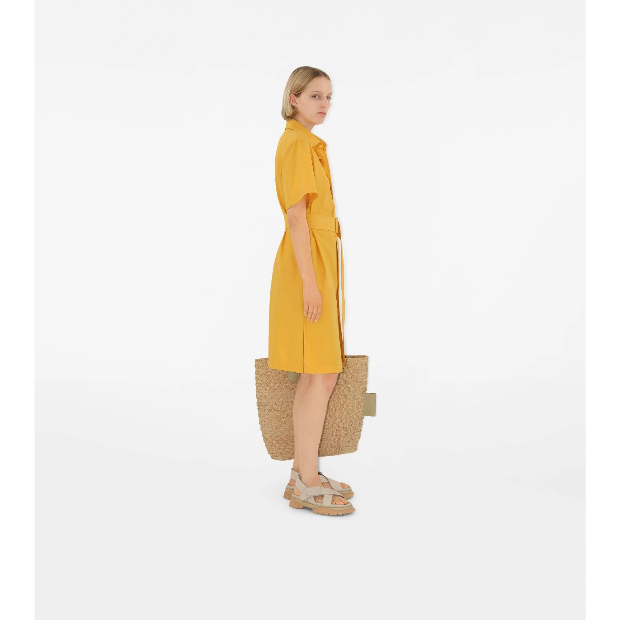 Cotton Blend Shirt Dress - Sunflower - Image 3