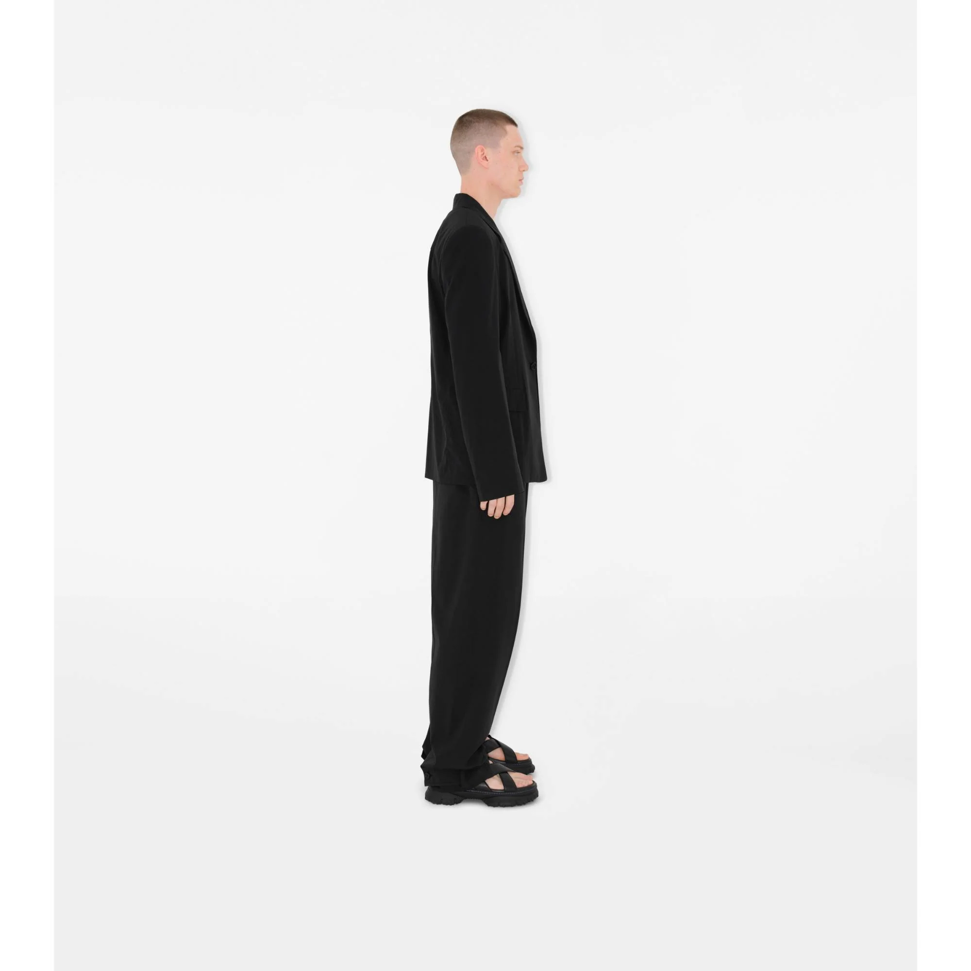 Cotton Blend Tailored Jacket - Black - Image 3