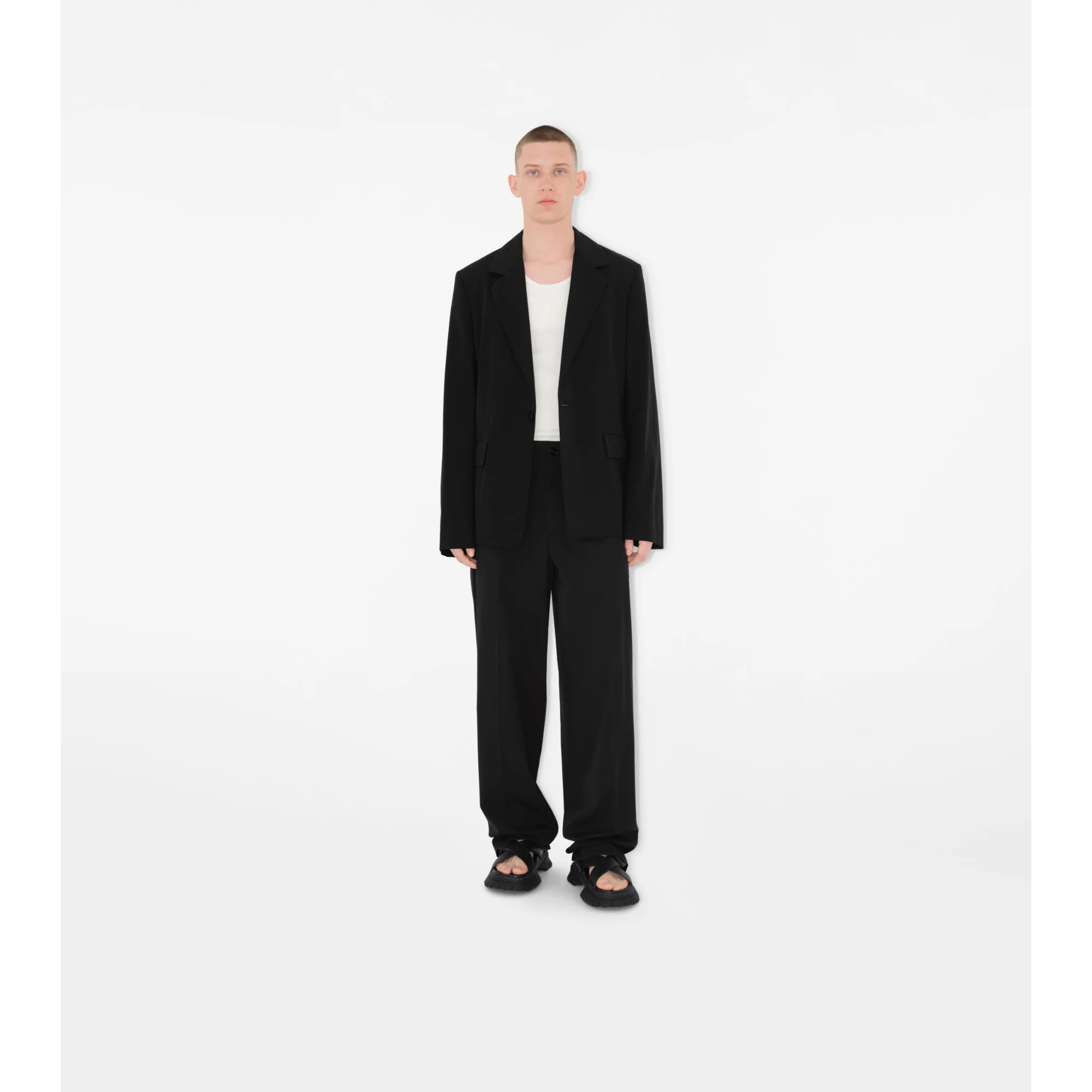 Cotton Blend Tailored Jacket - Black - Image 2